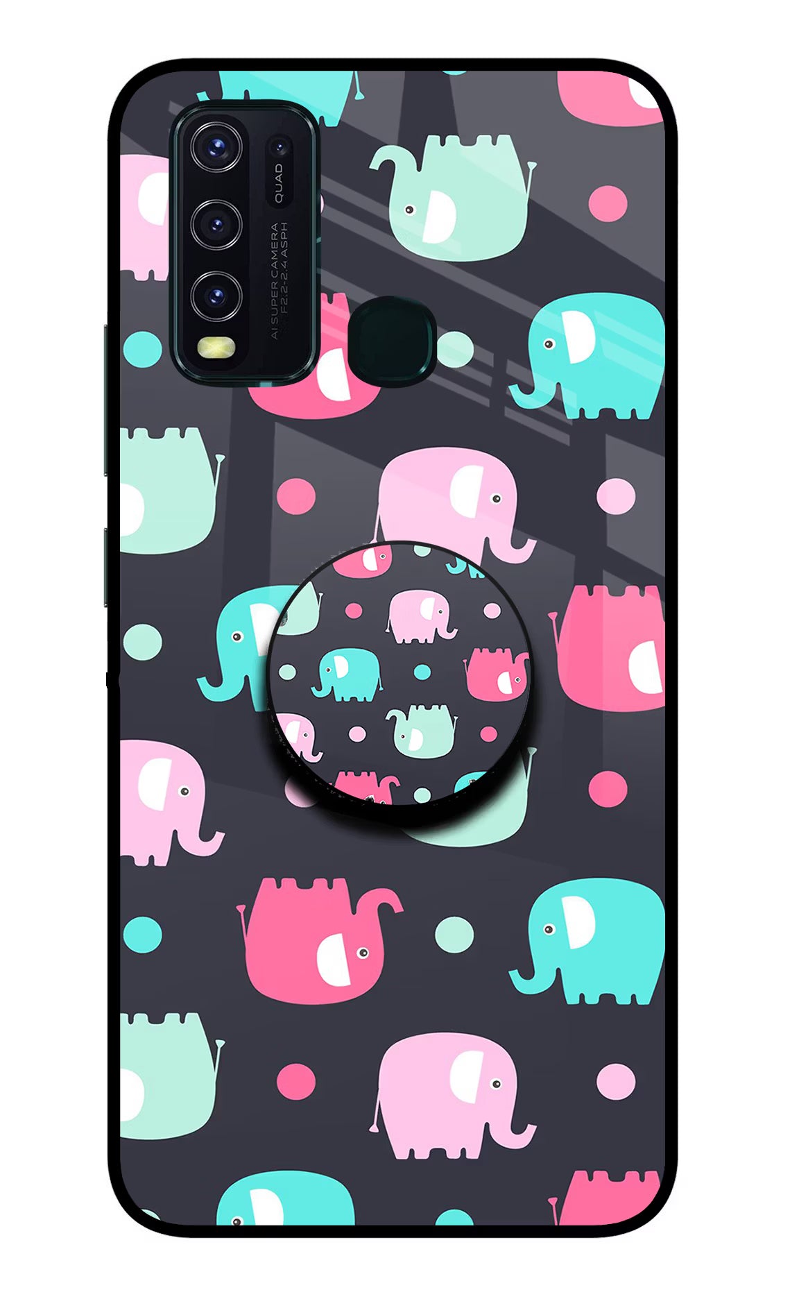 Baby Elephants Vivo Y30/Y50 Glass Case - Baby Elephants Vivo Y30/Y50 Glass Case Baby Elephants Vivo Y30/Y50 Glass Case