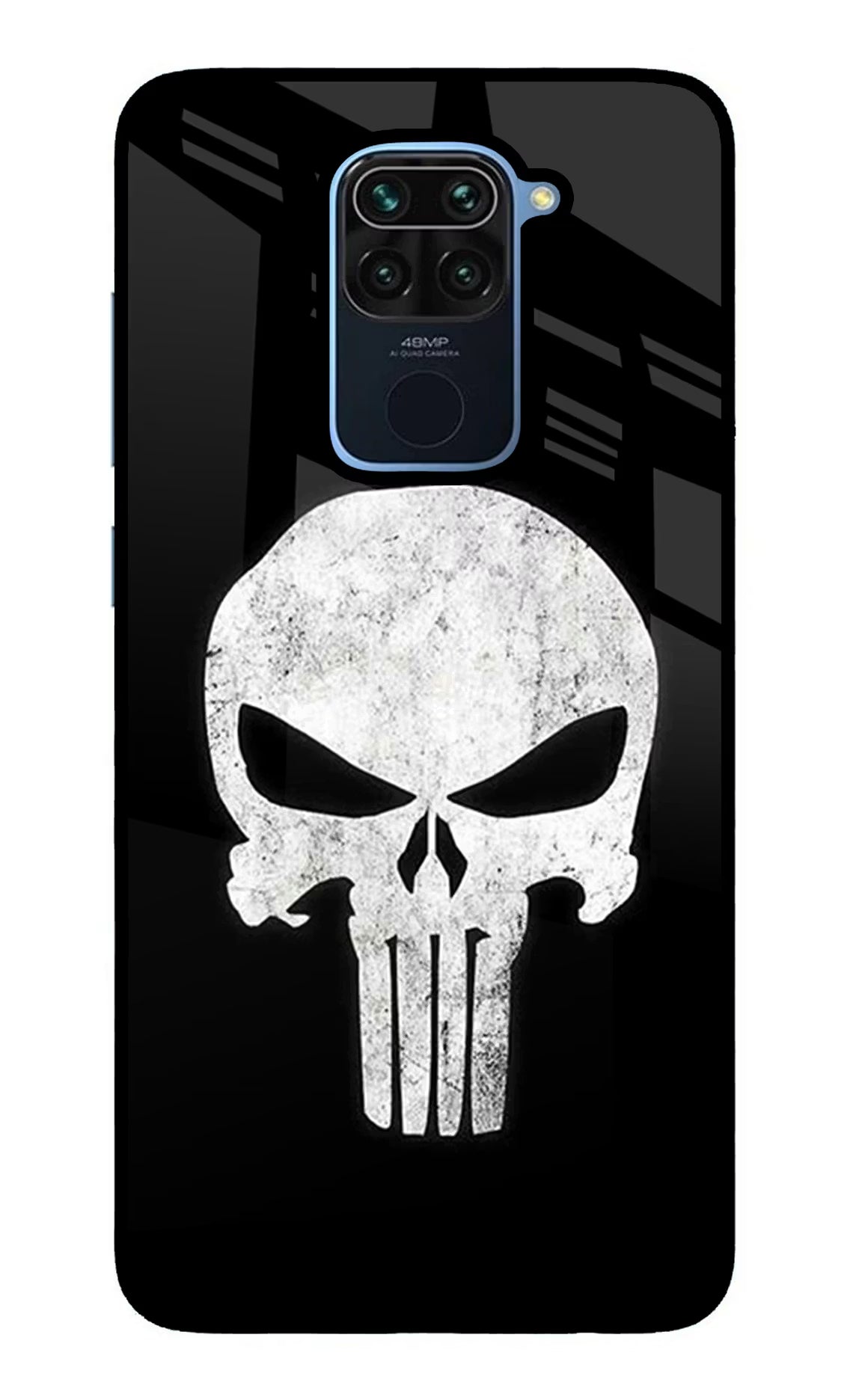 Punisher Skull Redmi Note 9 Back Cover - Punisher Skull Redmi Note 9 Glass Case Back Cover by Casekaro Punisher Skull Redmi Note 9 Glass Case Back Cover by Casekaro