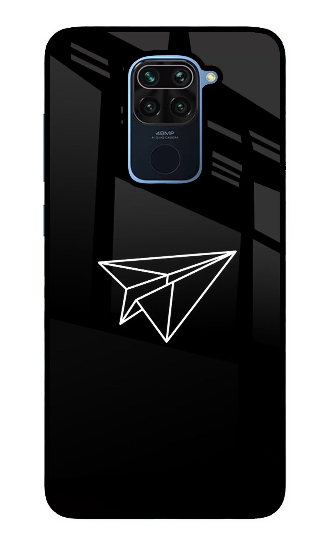 Paper Plane White Redmi Note 9 Back Cover - Paper Plane White Redmi Note 9 Glass Case Back Cover by Casekaro Paper Plane White Redmi Note 9 Glass Case Back Cover by Casekaro