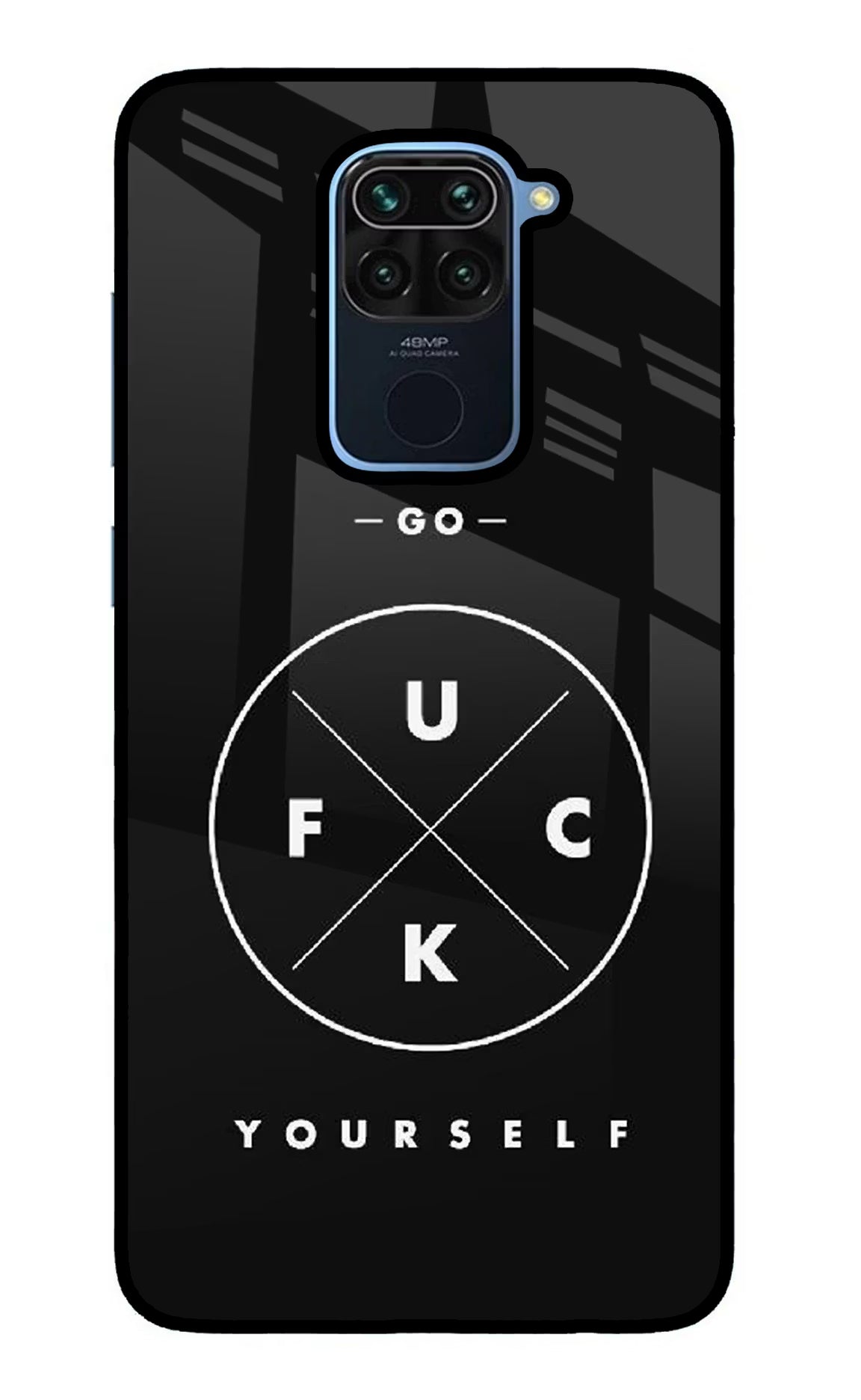 Go Fuck Yourself Redmi Note 9 Back Cover - Go Fuck Yourself Redmi Note 9 Glass Case Back Cover by Casekaro Go Fuck Yourself Redmi Note 9 Glass Case Back Cover by Casekaro