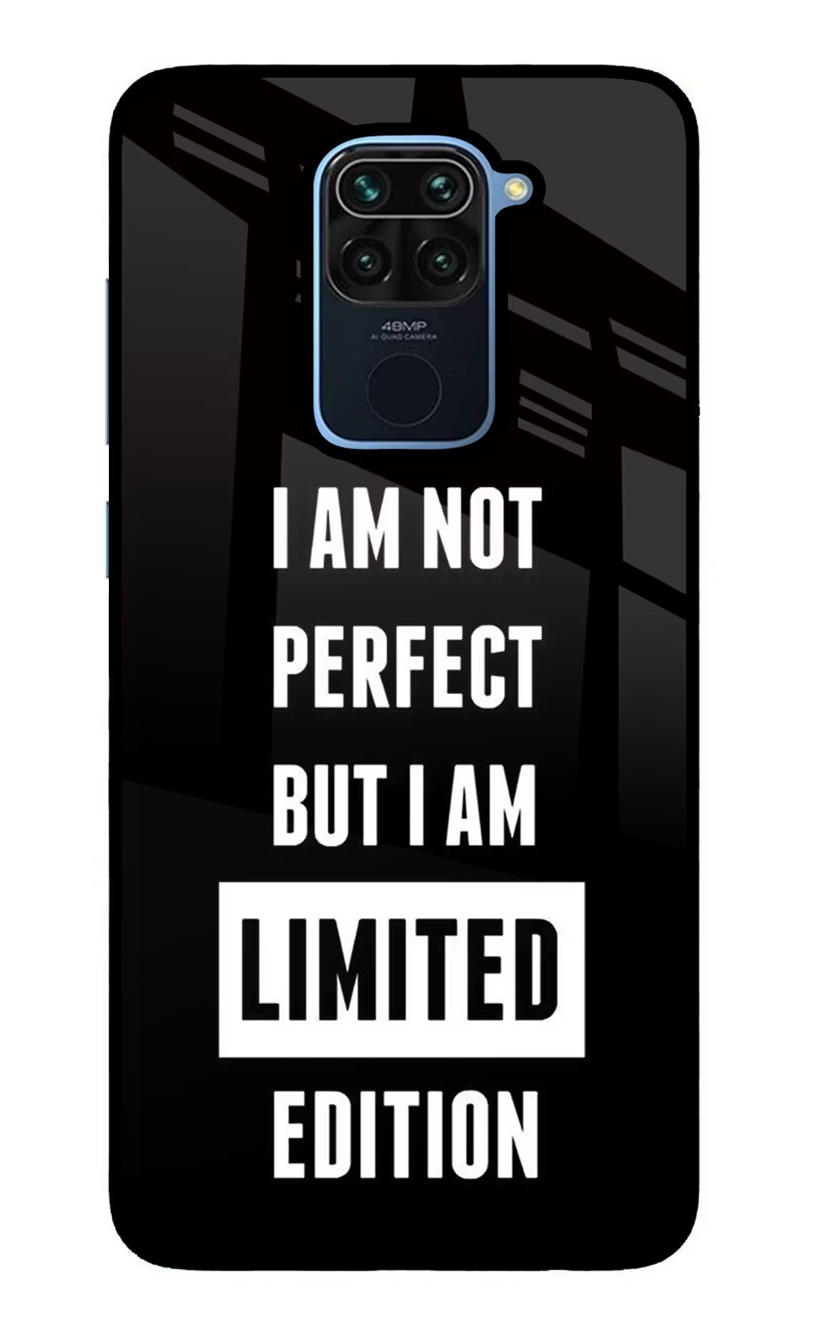 I Am Not Perfect But I Am Limited Edition Redmi Note 9 Back Cover - I Am Not Perfect But I Am Limited Edition Redmi Note 9 Glass Case Back Cover by Casekaro I Am Not Perfect But I Am Limited Edition Redmi Note 9 Glass Case Back Cover by Casekaro