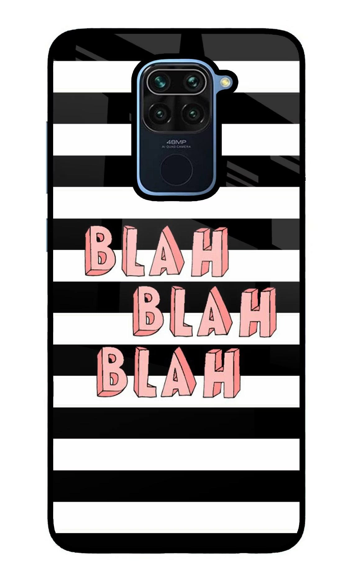 Blah Blah Blah Redmi Note 9 Back Cover - Blah Blah Blah Redmi Note 9 Glass Case Back Cover by Casekaro Blah Blah Blah Redmi Note 9 Glass Case Back Cover by Casekaro