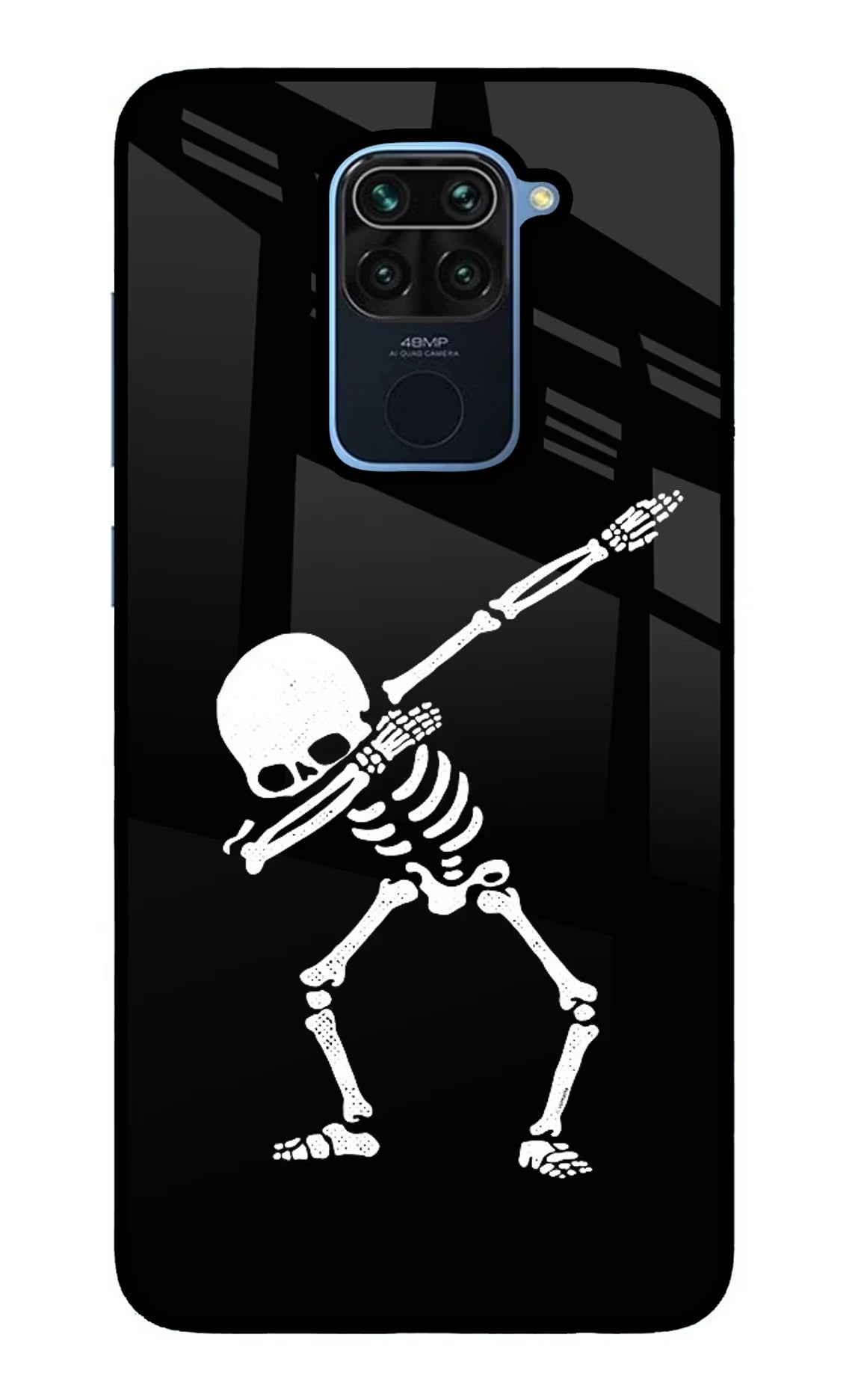 Dabbing Skeleton Art Redmi Note 9 Back Cover - Dabbing Skeleton Art Redmi Note 9 Glass Case Back Cover by Casekaro Dabbing Skeleton Art Redmi Note 9 Glass Case Back Cover by Casekaro