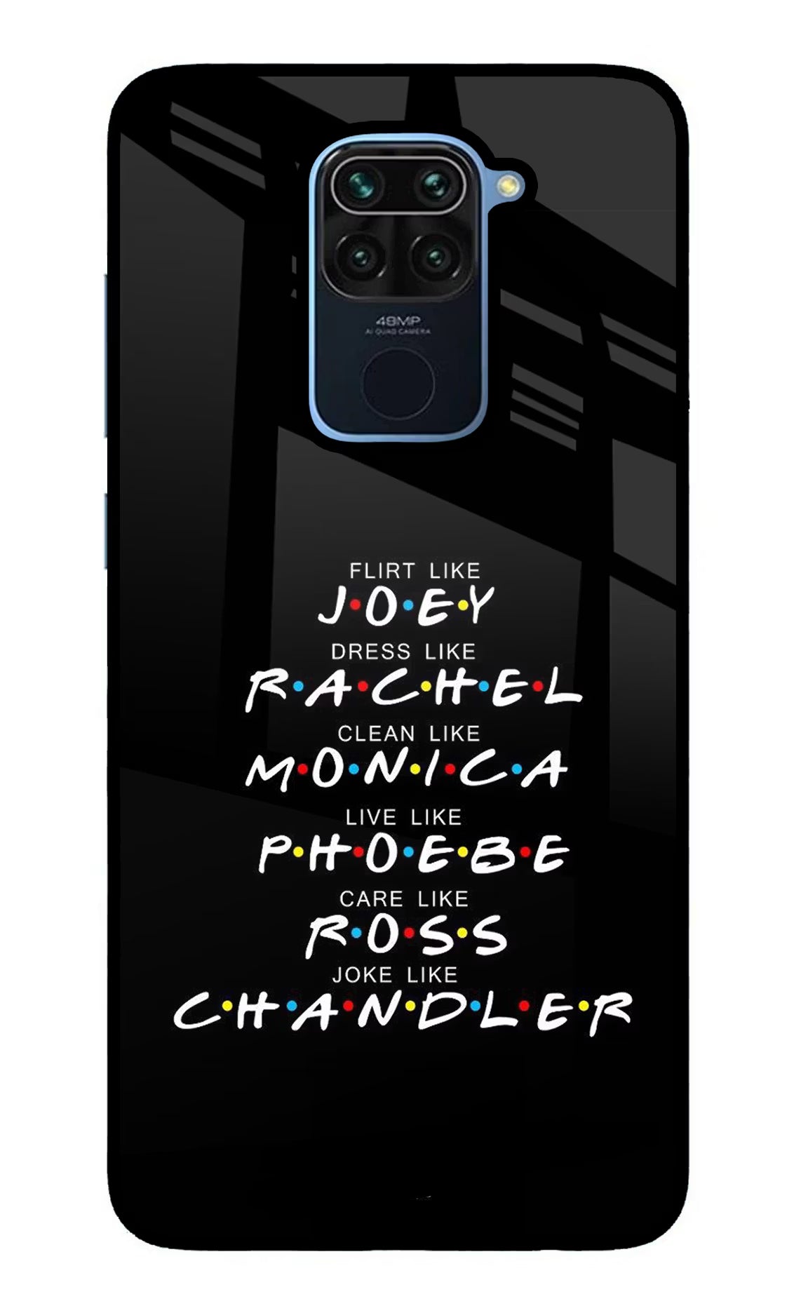 FRIENDS Character Redmi Note 9 Glass Case - FRIENDS Character Redmi Note 9 Glass Case FRIENDS Character Redmi Note 9 Glass Case