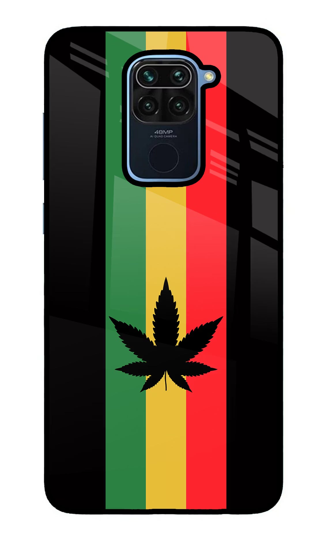 Weed Flag Redmi Note 9 Back Cover - Weed Flag Redmi Note 9 Glass Case Back Cover by Casekaro Weed Flag Redmi Note 9 Glass Case Back Cover by Casekaro