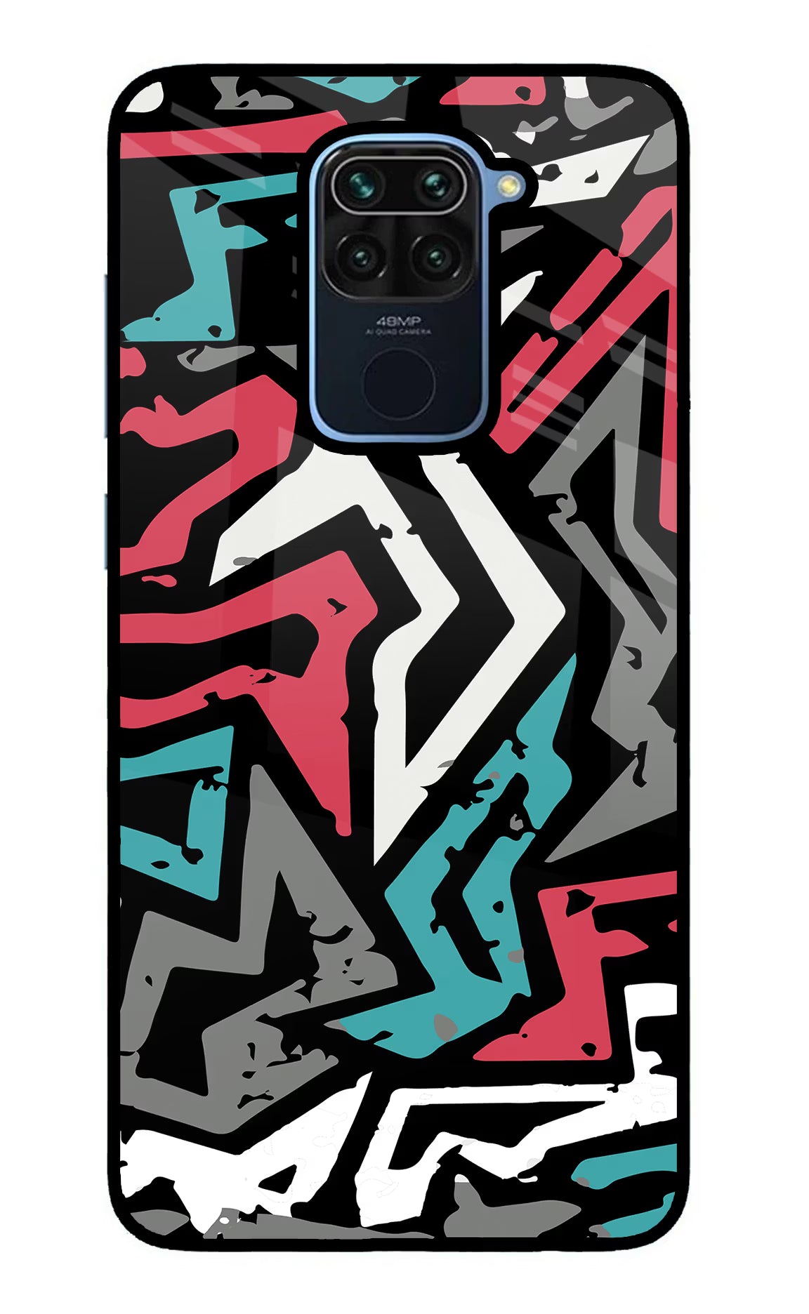 Geometric Graffiti Redmi Note 9 Back Cover - Geometric Graffiti Redmi Note 9 Glass Case Back Cover by Casekaro Geometric Graffiti Redmi Note 9 Glass Case Back Cover by Casekaro