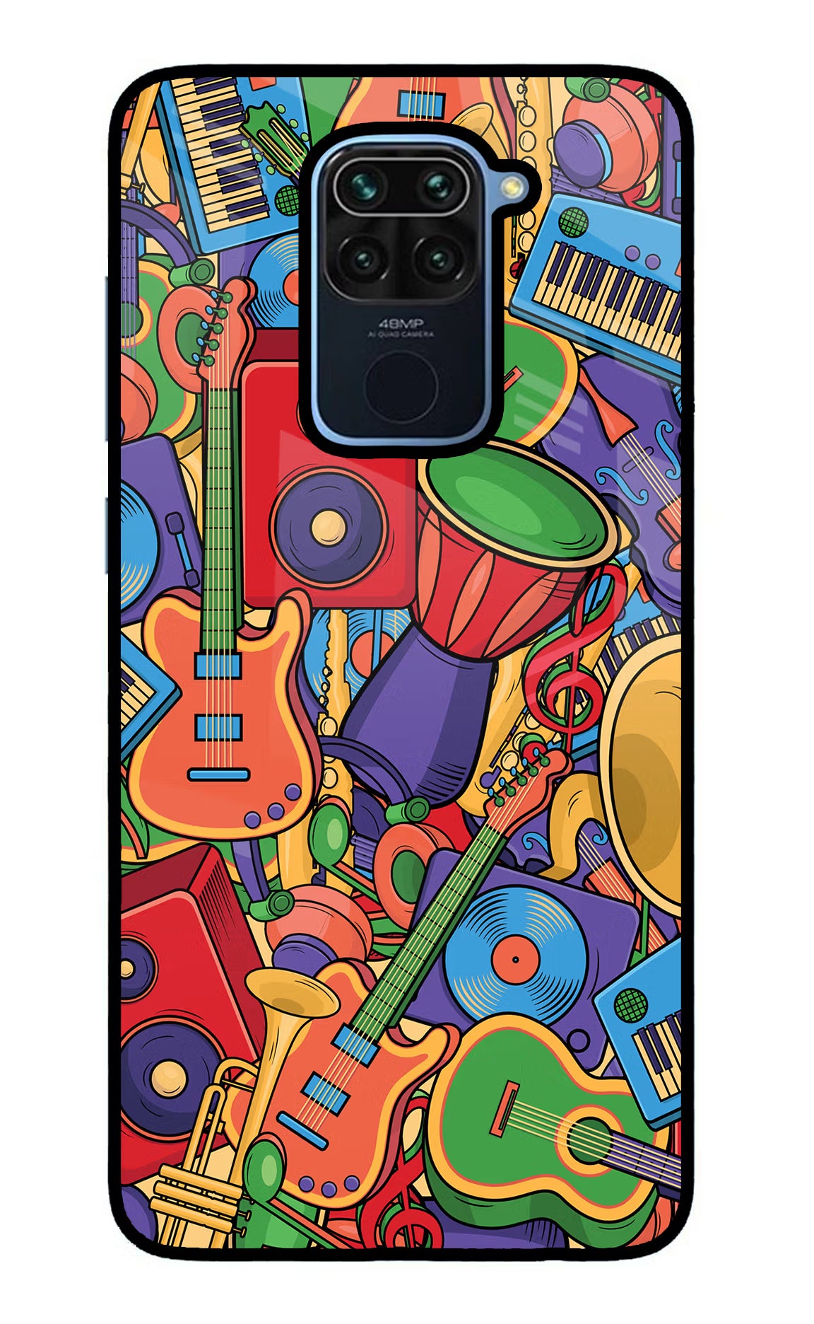Music Instrument Doodle Redmi Note 9 Glass Case - Music Instrument Doodle Redmi Note 9 Glass Case Music Instrument Doodle Redmi Note 9 Glass Case