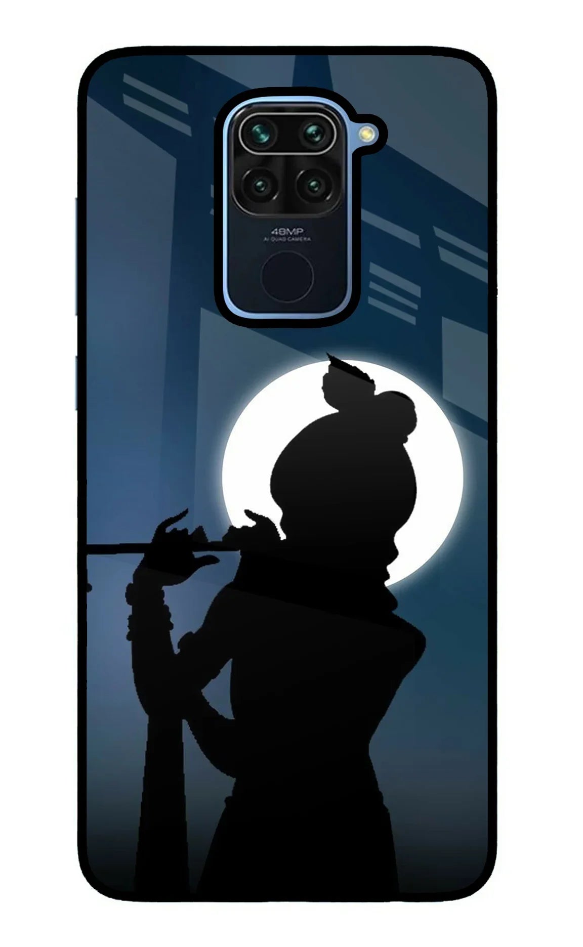 Shri Krishna Silhouette Redmi Note 9 Glass Case - Shri Krishna Silhouette Redmi Note 9 Glass Case Shri Krishna Silhouette Redmi Note 9 Glass Case