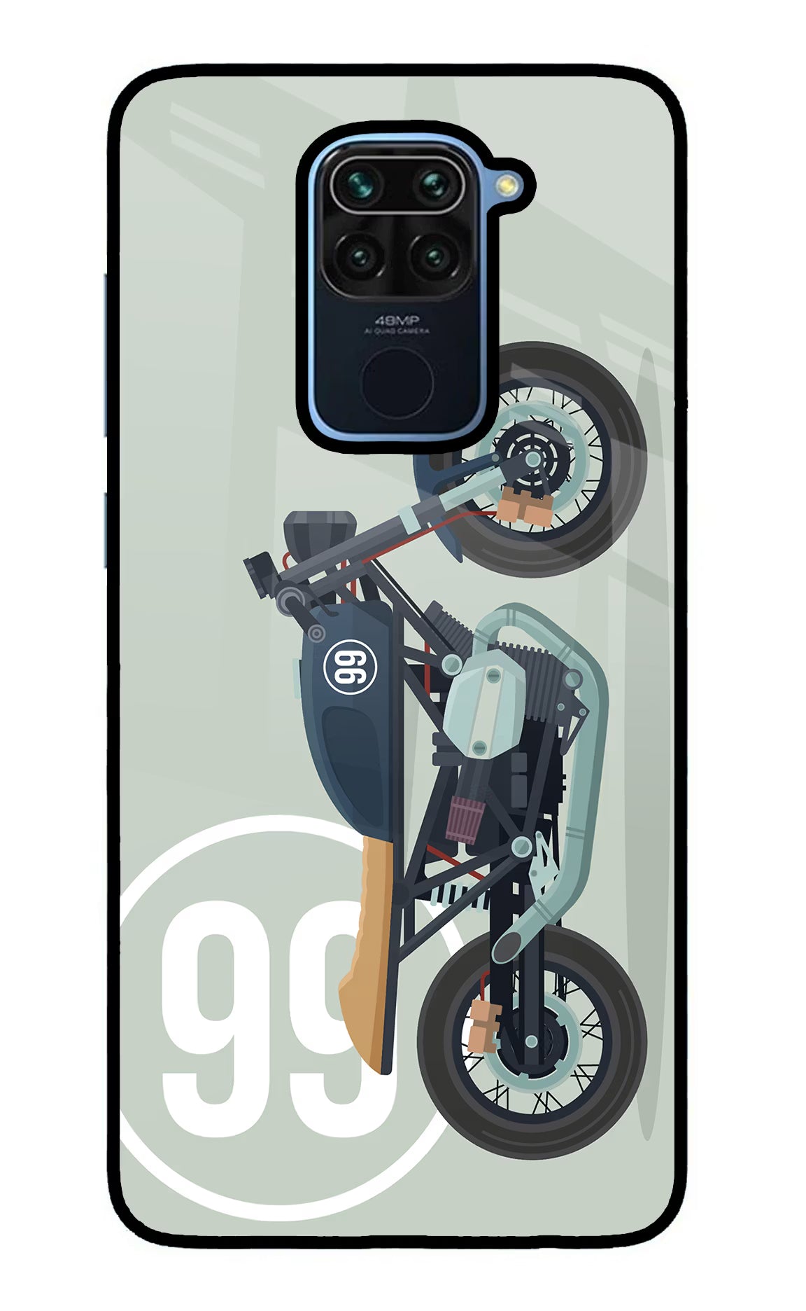 Classic Cafe Racer 99 Redmi Note 9 Back Cover - Classic Cafe Racer 99 Redmi Note 9 Glass Case Back Cover by Casekaro Classic Cafe Racer 99 Redmi Note 9 Glass Case Back Cover by Casekaro