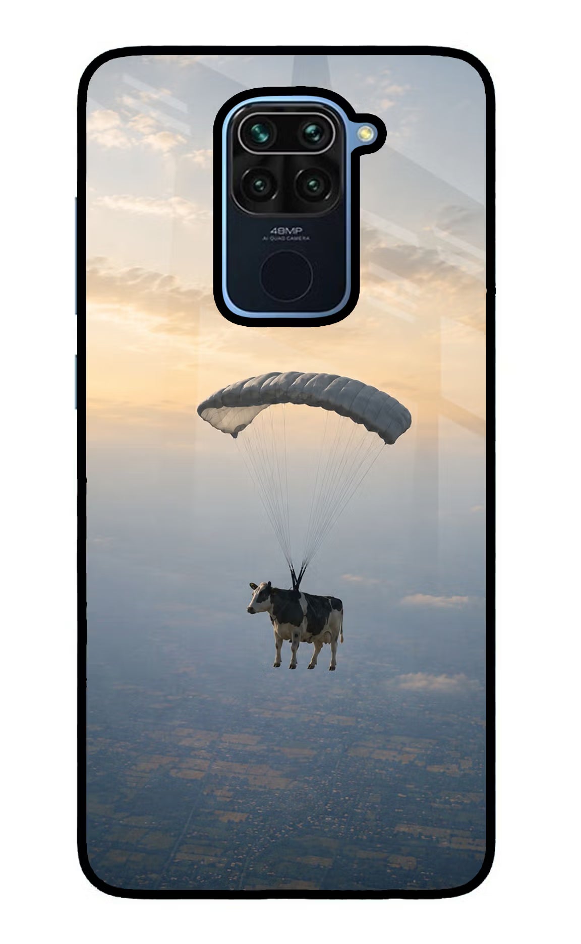 Skydiving Cow Redmi Note 9 Glass Case - Skydiving Cow Redmi Note 9 Glass Case Skydiving Cow Redmi Note 9 Glass Case