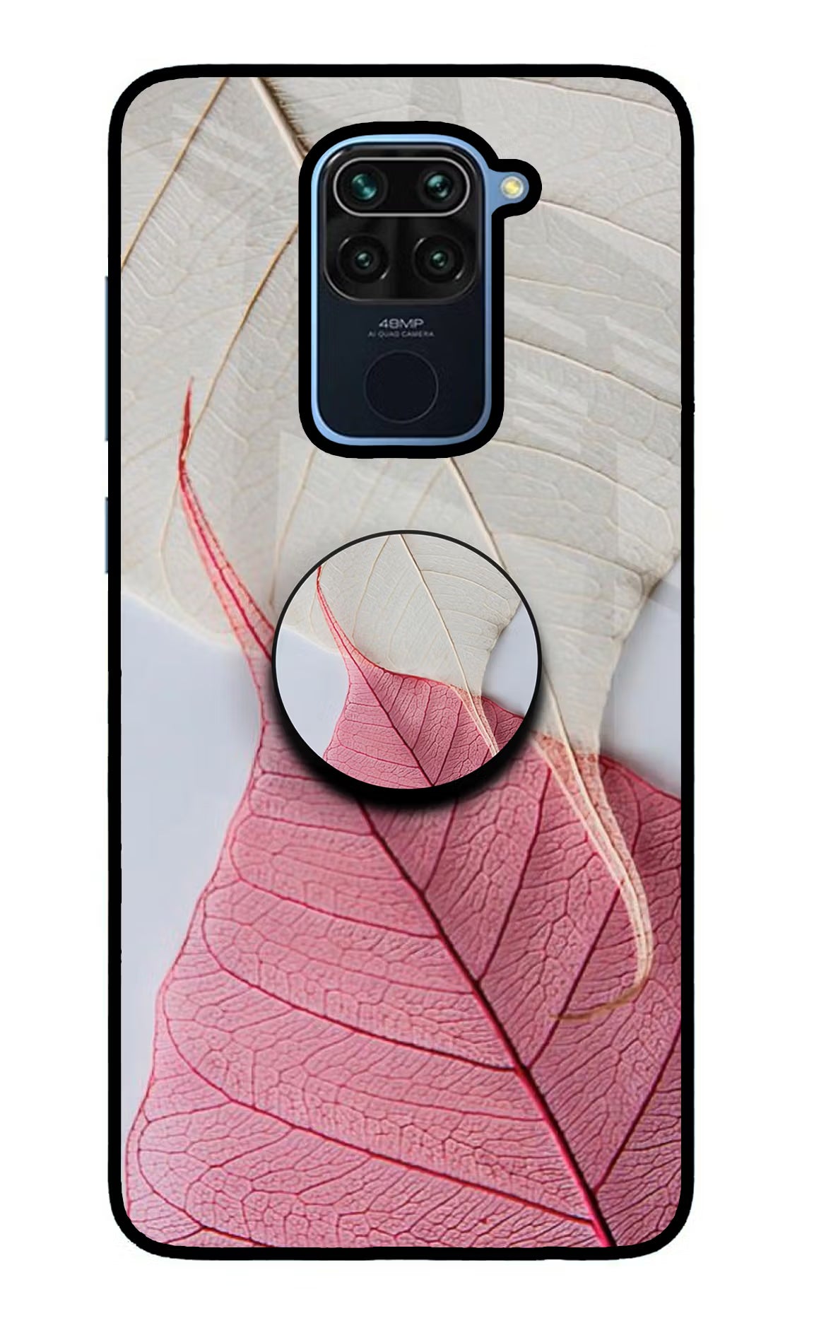 White Pink Leaf Redmi Note 9 Pop Case - White Pink Leaf Redmi Note 9 Pop Case by Casekaro White Pink Leaf Redmi Note 9 Pop Case by Casekaro