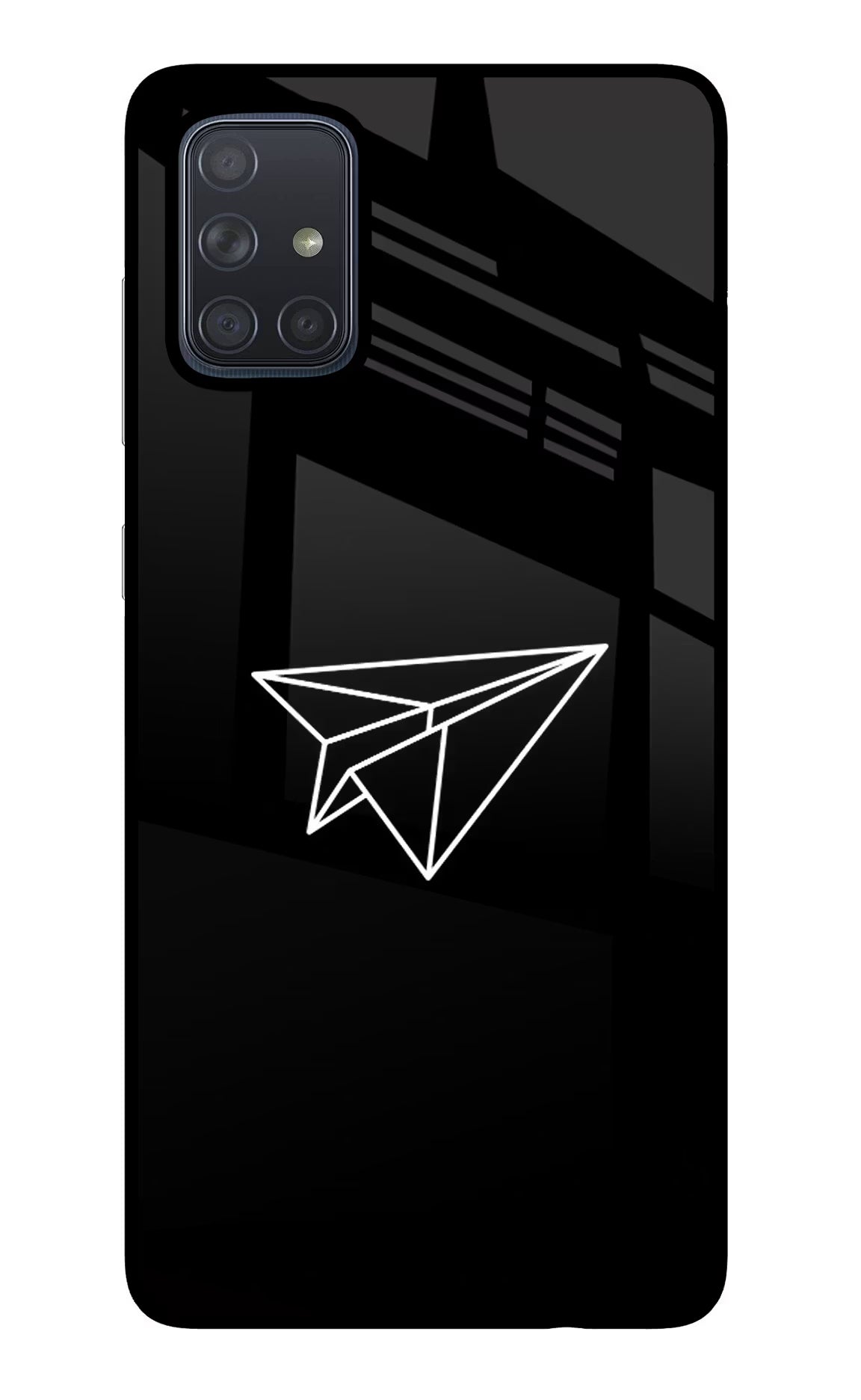 Paper Plane White Samsung A71 Back Cover - Paper Plane White Samsung A71 Glass Case Back Cover by Casekaro Paper Plane White Samsung A71 Glass Case Back Cover by Casekaro