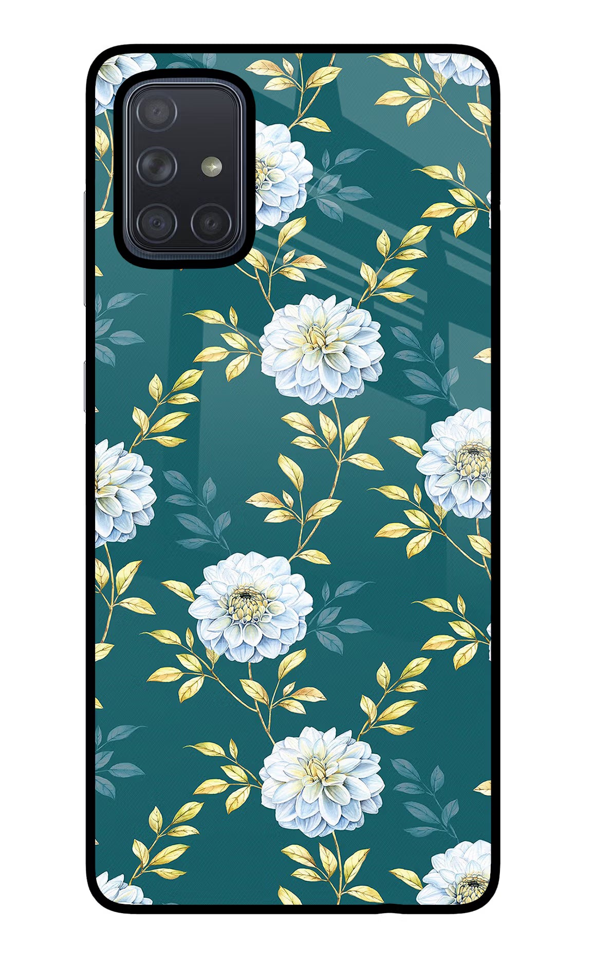 Flowers Samsung A71 Back Cover - Flowers Samsung A71 Glass Case Back Cover by Casekaro Flowers Samsung A71 Glass Case Back Cover by Casekaro