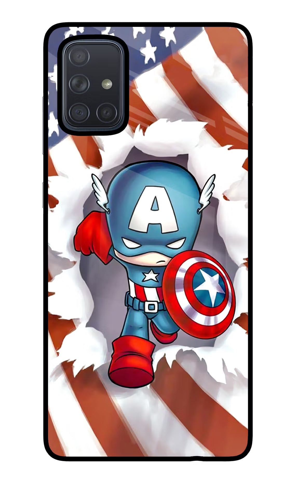 Captain America Samsung A71 Back Cover - Captain America Samsung A71 Glass Case Back Cover by Casekaro Captain America Samsung A71 Glass Case Back Cover by Casekaro
