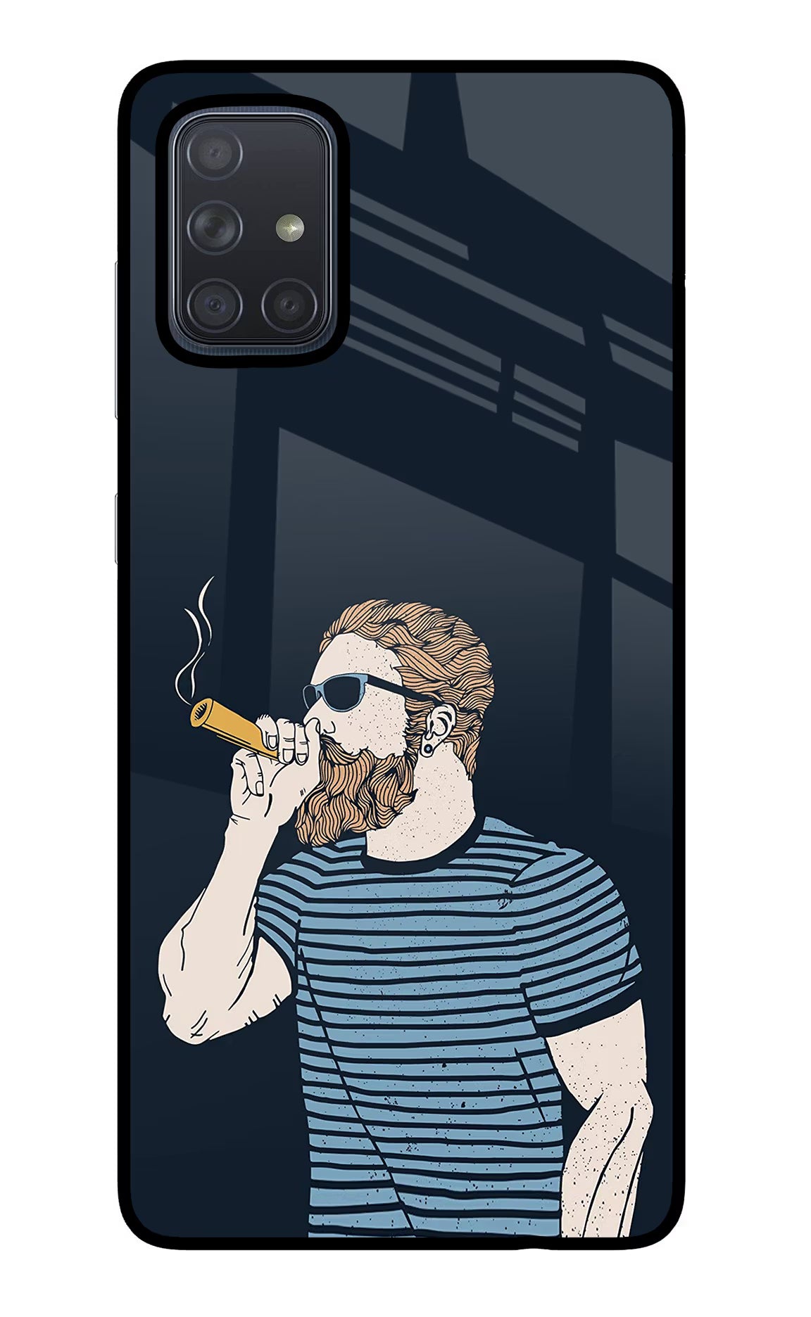 Smoking Samsung A71 Back Cover - Smoking Samsung A71 Glass Case Back Cover by Casekaro Smoking Samsung A71 Glass Case Back Cover by Casekaro