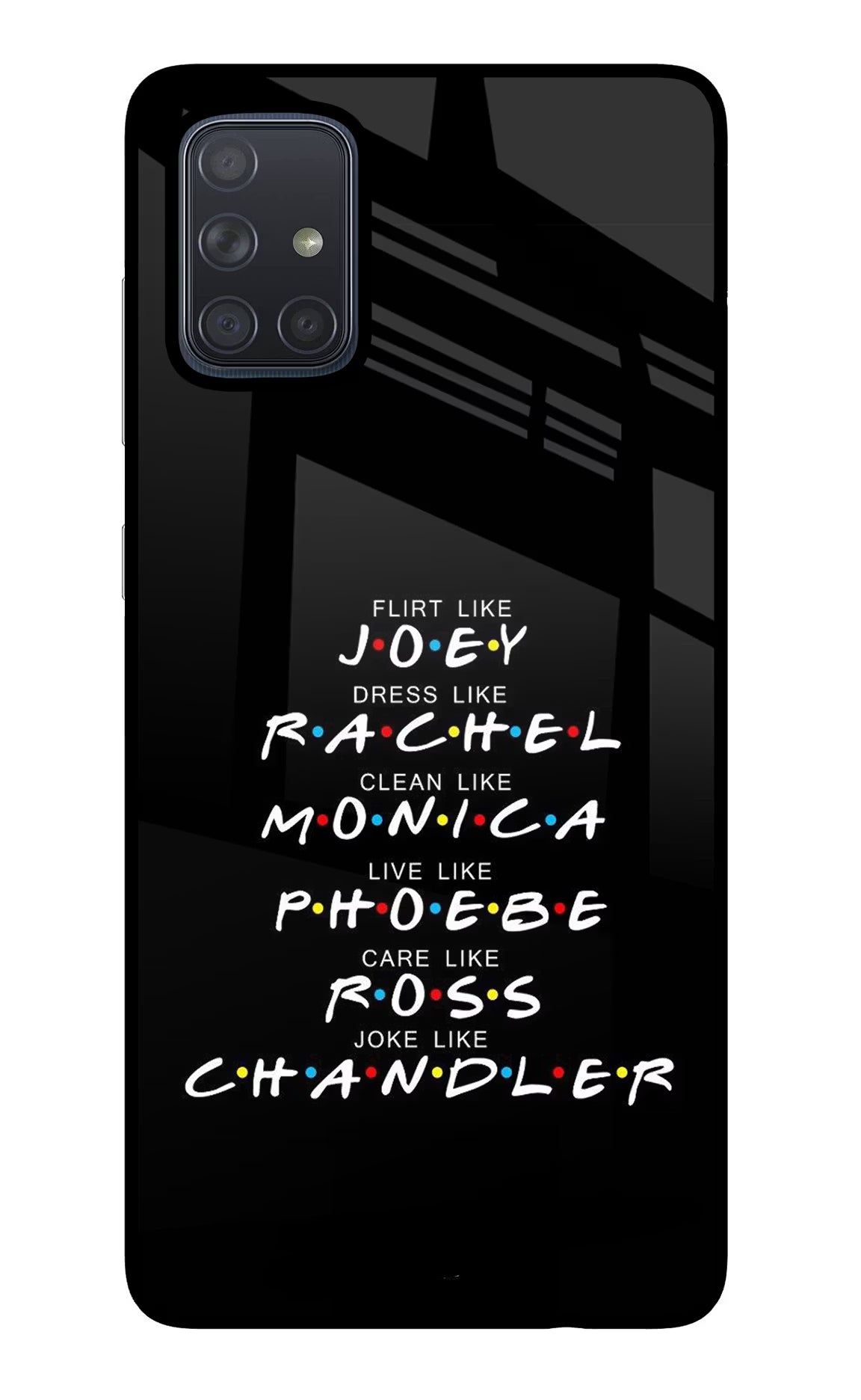 FRIENDS Character Samsung A71 Back Cover - FRIENDS Character Samsung A71 Glass Case Back Cover by Casekaro FRIENDS Character Samsung A71 Glass Case Back Cover by Casekaro