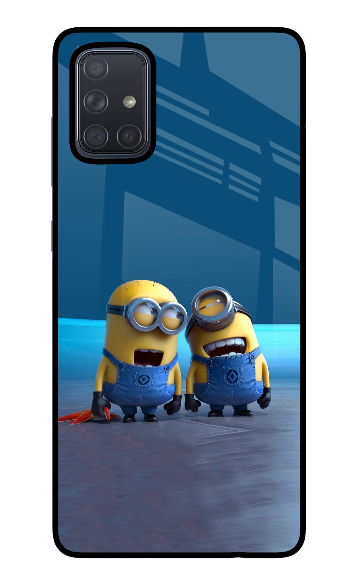 Minion Laughing Samsung A71 Back Cover - Minion Laughing Samsung A71 Glass Case Back Cover by Casekaro Minion Laughing Samsung A71 Glass Case Back Cover by Casekaro