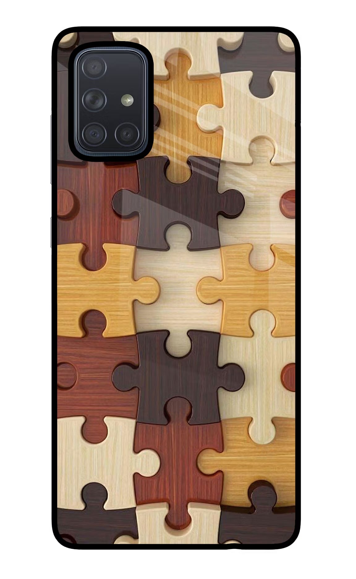 Wooden Puzzle Samsung A71 Back Cover - Wooden Puzzle Samsung A71 Glass Case Back Cover by Casekaro Wooden Puzzle Samsung A71 Glass Case Back Cover by Casekaro
