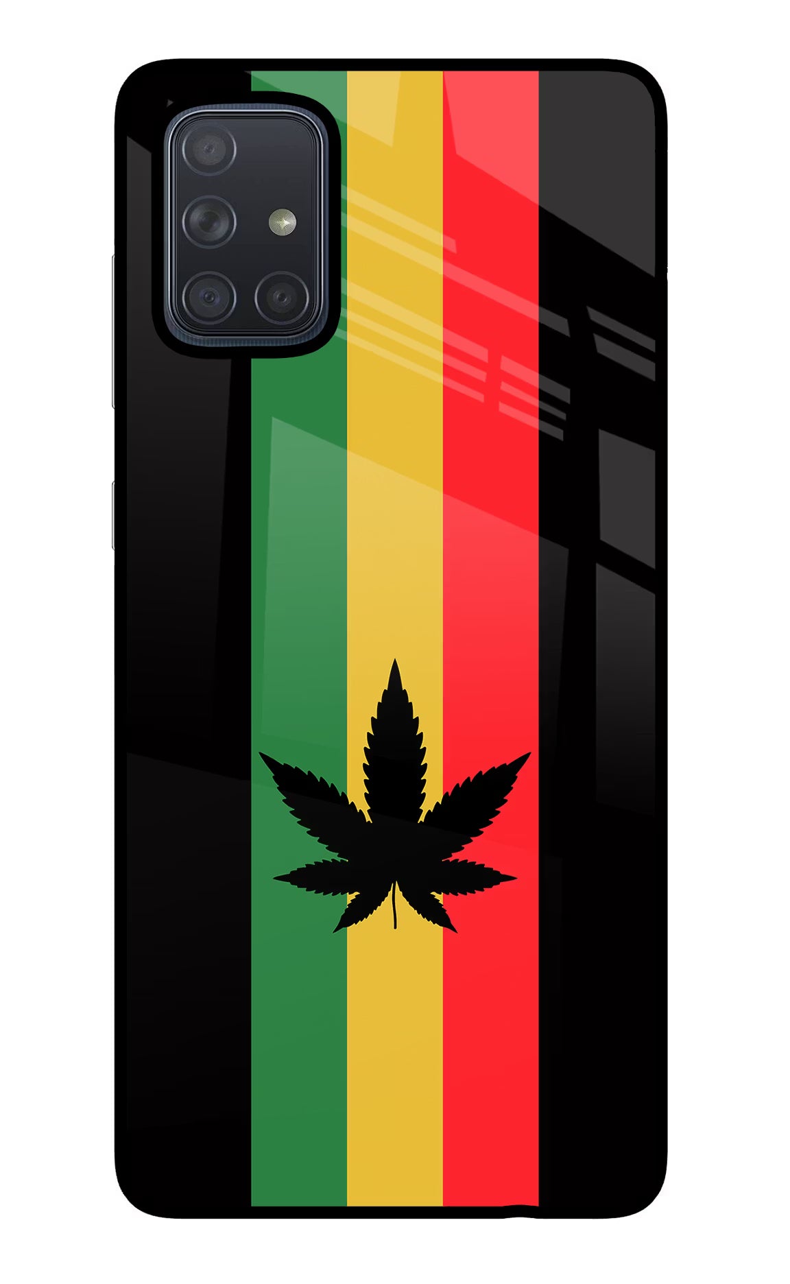 Weed Flag Samsung A71 Back Cover - Weed Flag Samsung A71 Glass Case Back Cover by Casekaro Weed Flag Samsung A71 Glass Case Back Cover by Casekaro