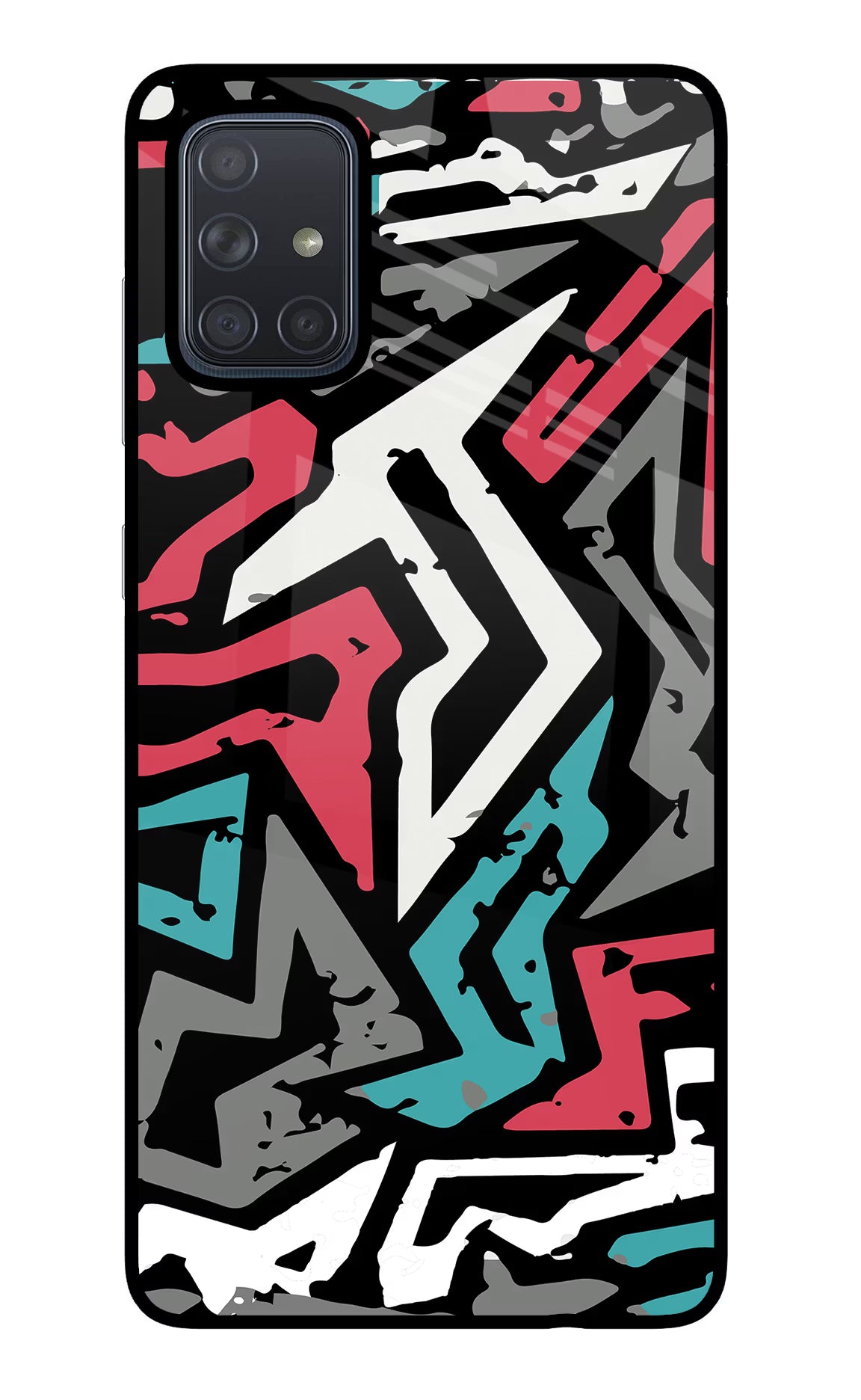 Geometric Graffiti Samsung A71 Back Cover - Geometric Graffiti Samsung A71 Glass Case Back Cover by Casekaro Geometric Graffiti Samsung A71 Glass Case Back Cover by Casekaro