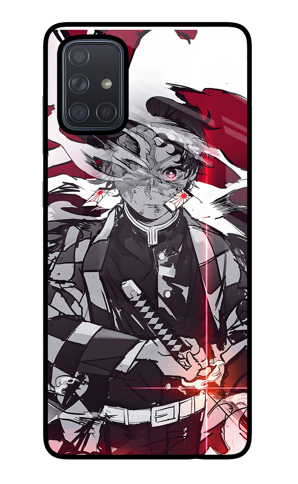 Demon Slayer Samsung A71 Back Cover - Demon Slayer Samsung A71 Glass Case Back Cover by Casekaro Demon Slayer Samsung A71 Glass Case Back Cover by Casekaro