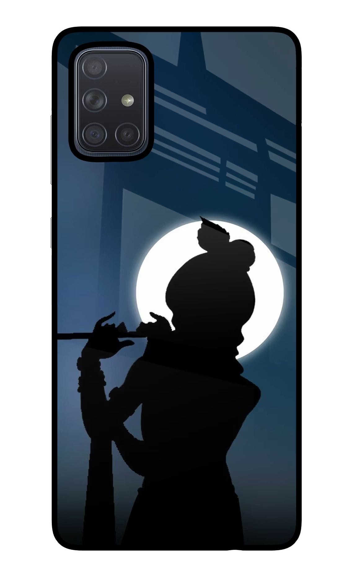 Shri Krishna Silhouette Samsung A71 Back Cover - Shri Krishna Silhouette Samsung A71 Glass Case Back Cover by Casekaro Shri Krishna Silhouette Samsung A71 Glass Case Back Cover by Casekaro