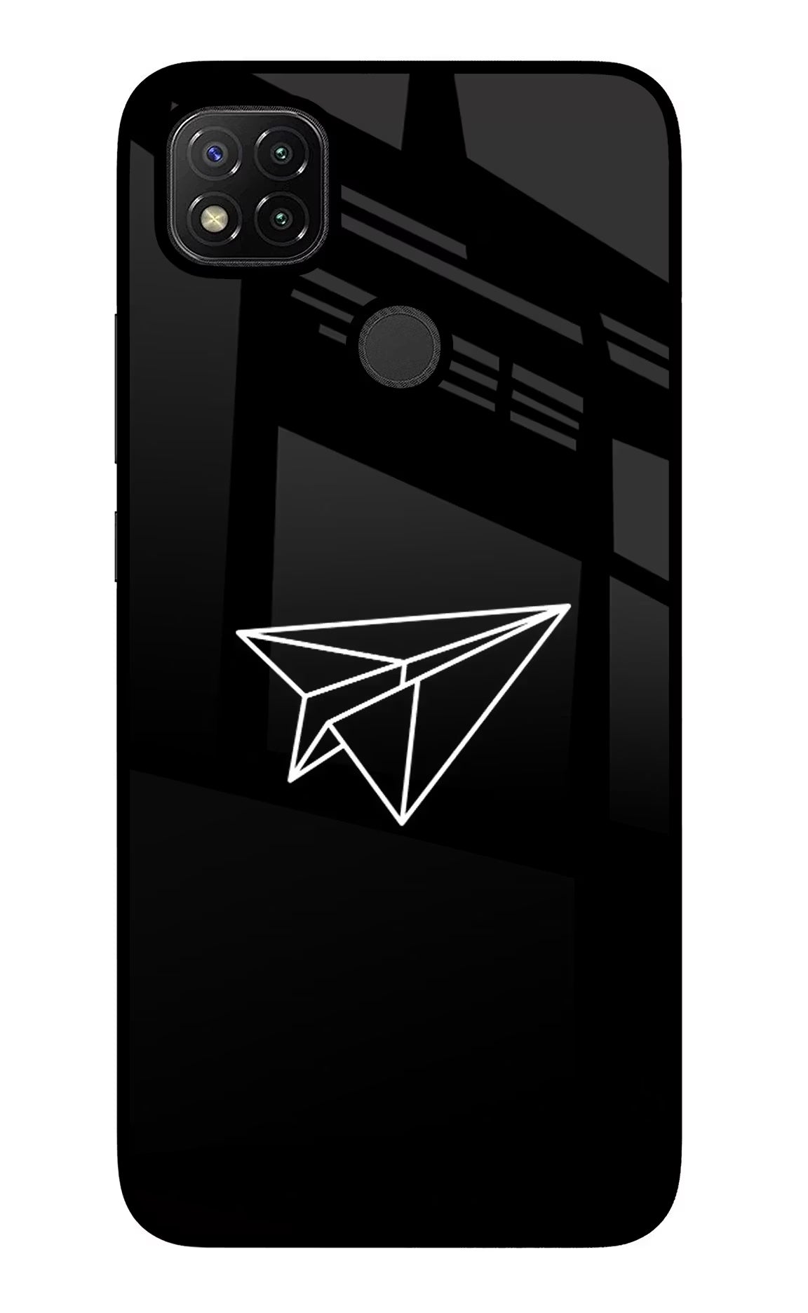 Paper Plane White Redmi 9 Glass Case - Paper Plane White Redmi 9 Glass Case Paper Plane White Redmi 9 Glass Case