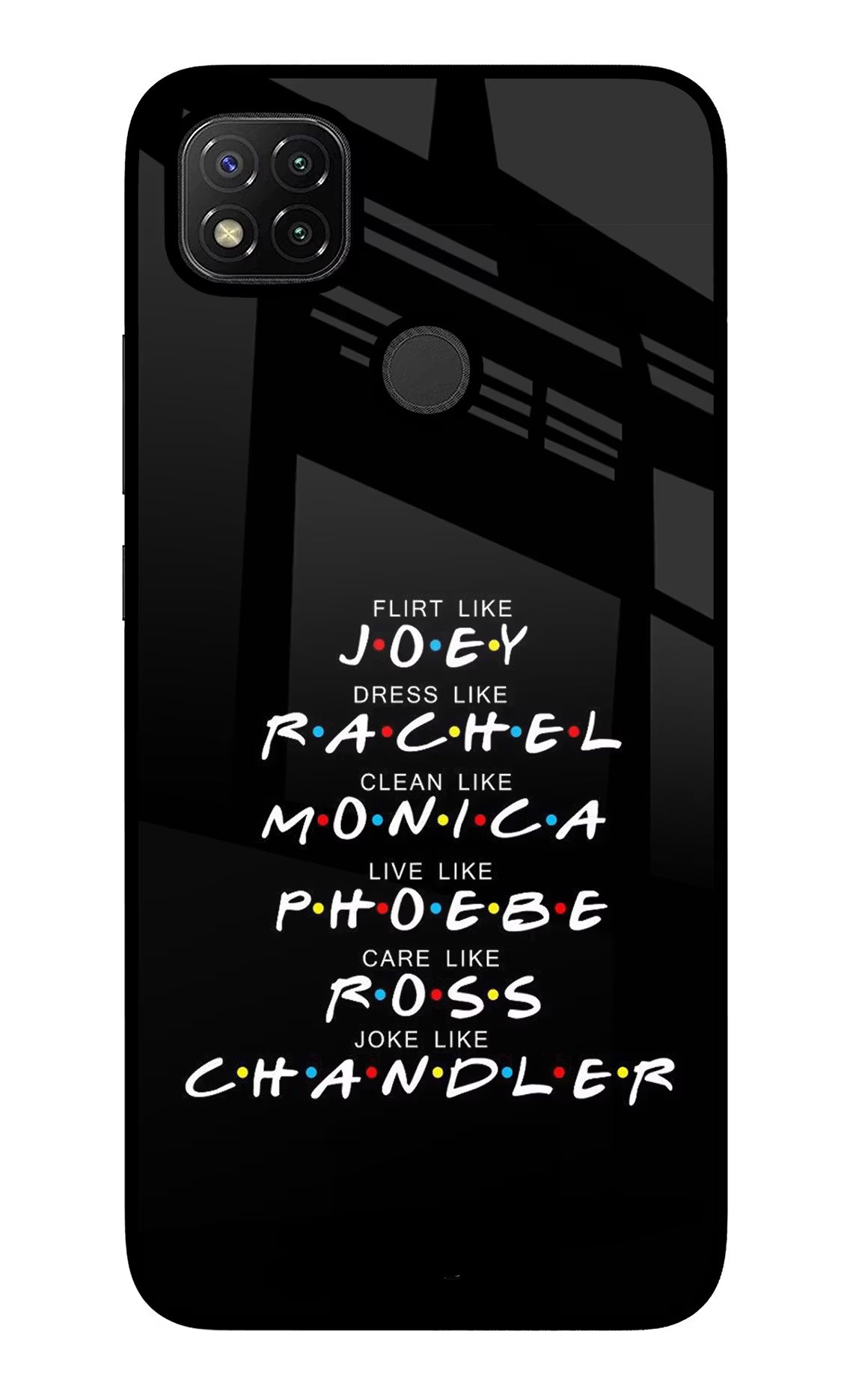FRIENDS Character Redmi 9 Glass Case - FRIENDS Character Redmi 9 Glass Case FRIENDS Character Redmi 9 Glass Case