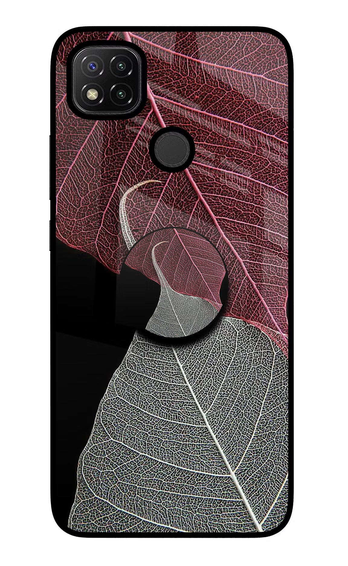 Leaf Pattern Redmi 9 Glass Case - Leaf Pattern Redmi 9 Glass Case Leaf Pattern Redmi 9 Glass Case