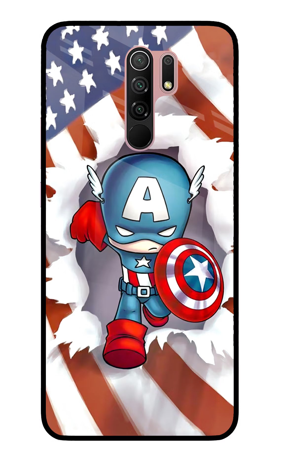 Captain America Redmi 9 Prime/Poco M2/M2 reloaded Glass Case - Captain America Redmi 9 Prime/Poco M2/M2 reloaded Glass Case Captain America Redmi 9 Prime/Poco M2/M2 reloaded Glass Case