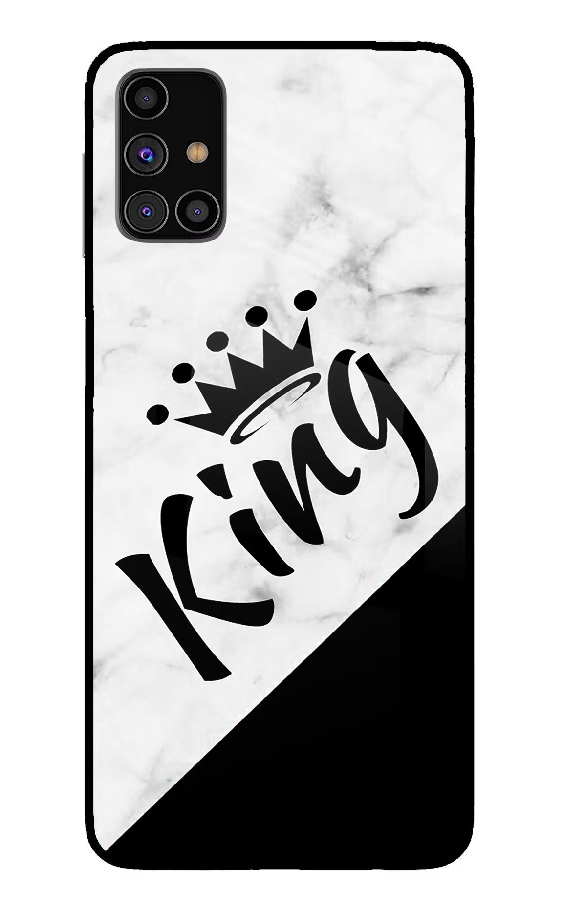 King Samsung M31s Back Cover - King Samsung M31s Glass Case Back Cover by Casekaro King Samsung M31s Glass Case Back Cover by Casekaro
