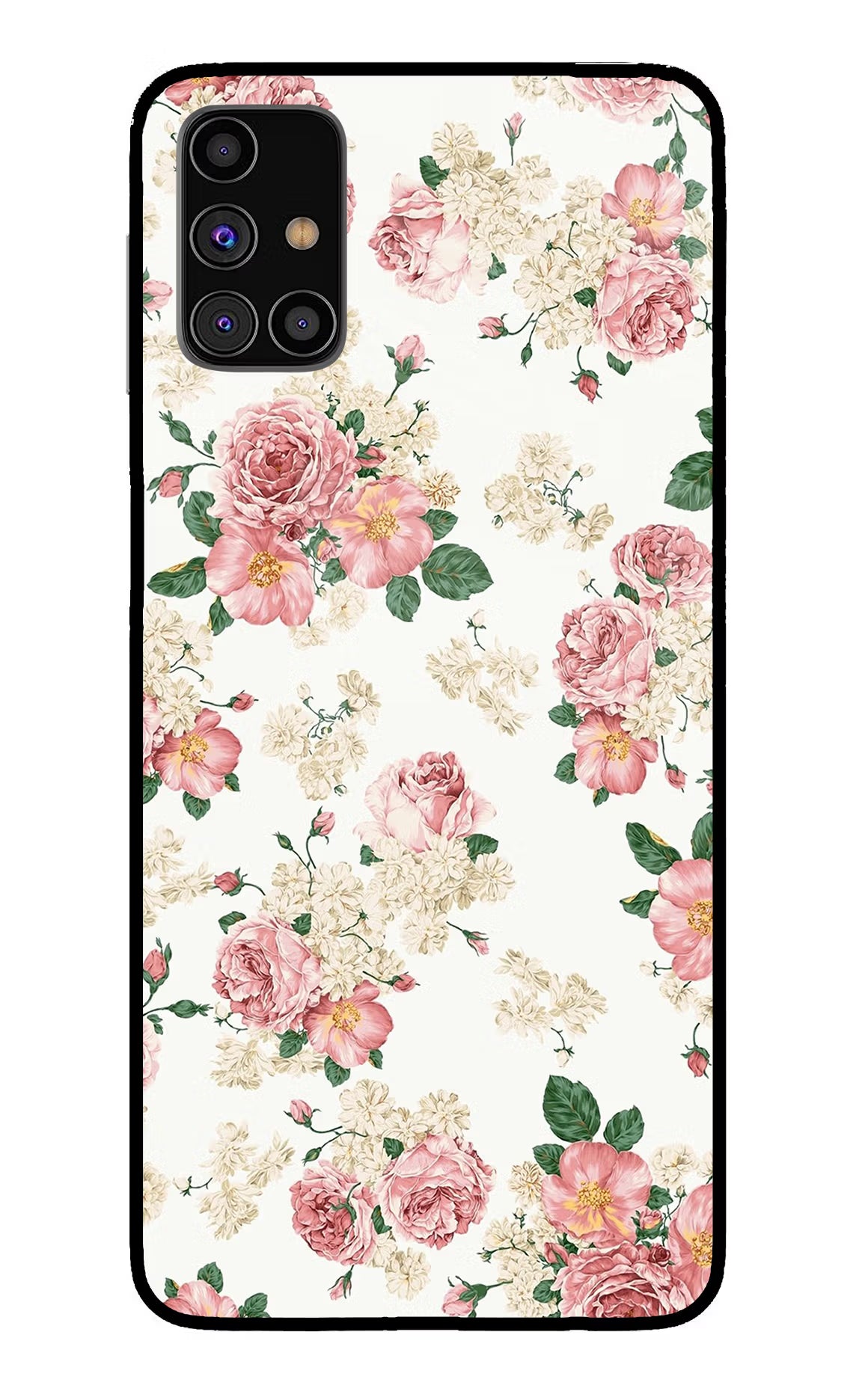 Flowers Samsung M31s Back Cover - Flowers Samsung M31s Glass Case Back Cover by Casekaro Flowers Samsung M31s Glass Case Back Cover by Casekaro