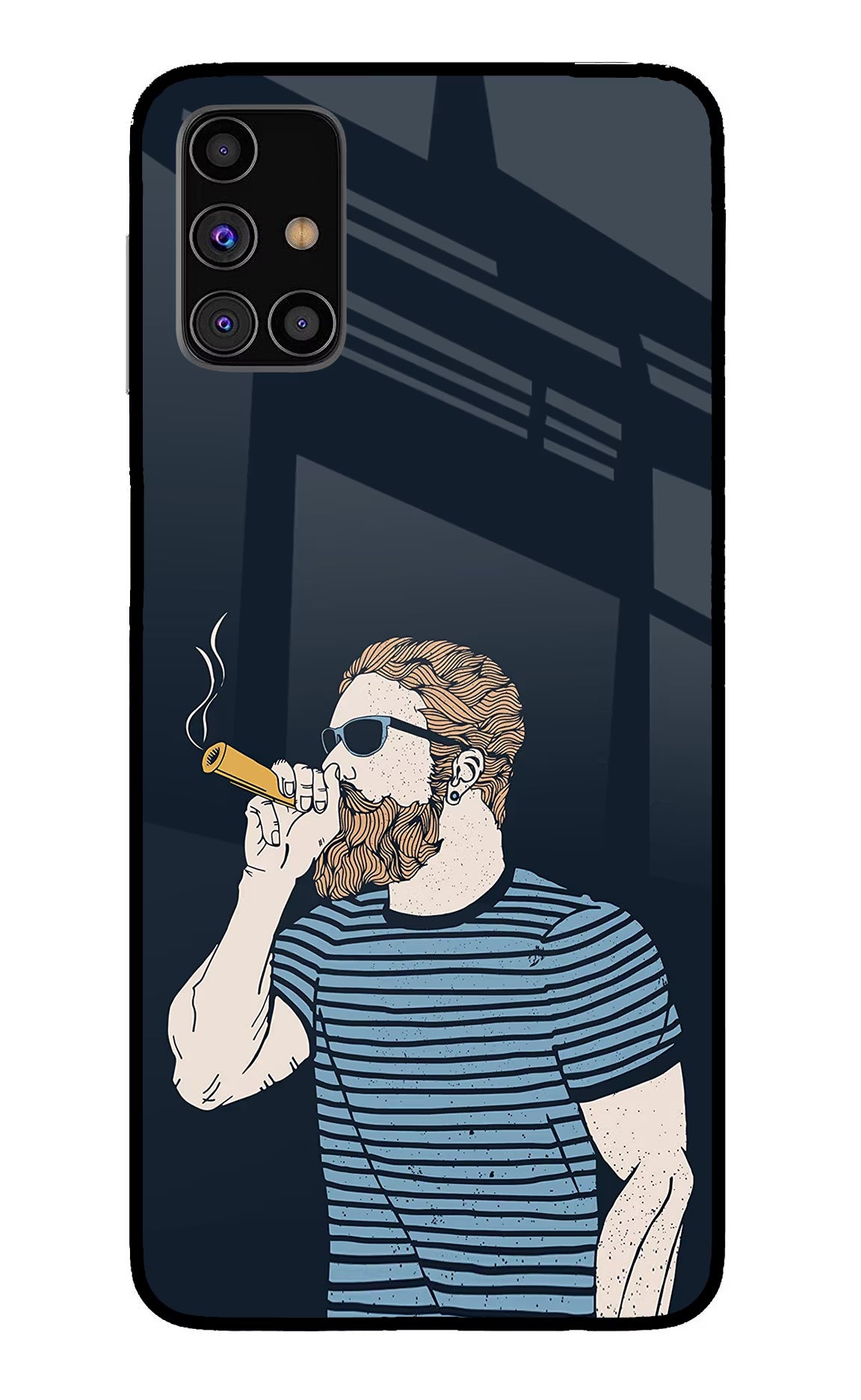 Smoking Samsung M31s Back Cover - Smoking Samsung M31s Glass Case Back Cover by Casekaro Smoking Samsung M31s Glass Case Back Cover by Casekaro