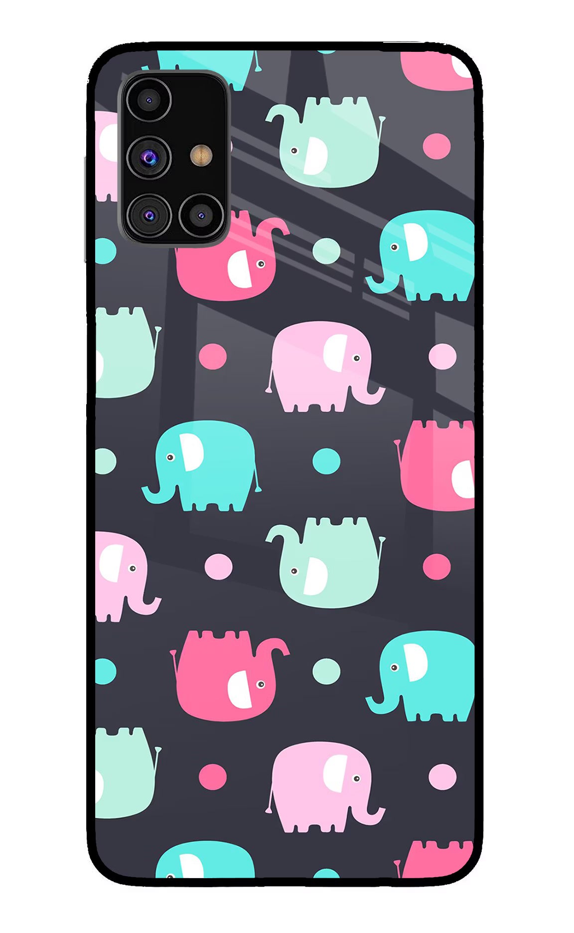 Elephants Samsung M31s Back Cover - Elephants Samsung M31s Glass Case Back Cover by Casekaro Elephants Samsung M31s Glass Case Back Cover by Casekaro