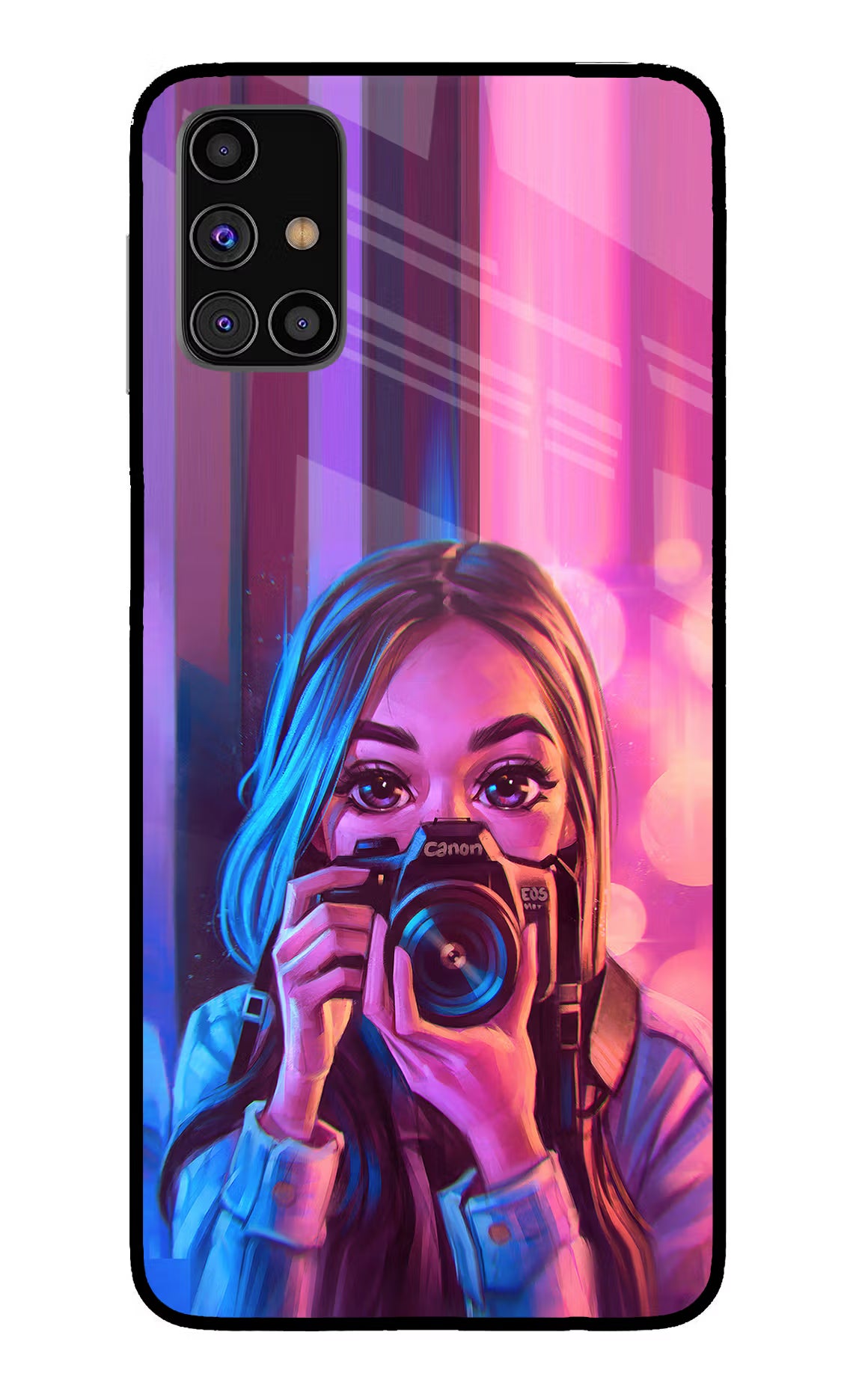 Girl Photographer Samsung M31s Back Cover - Girl Photographer Samsung M31s Glass Case Back Cover by Casekaro Girl Photographer Samsung M31s Glass Case Back Cover by Casekaro