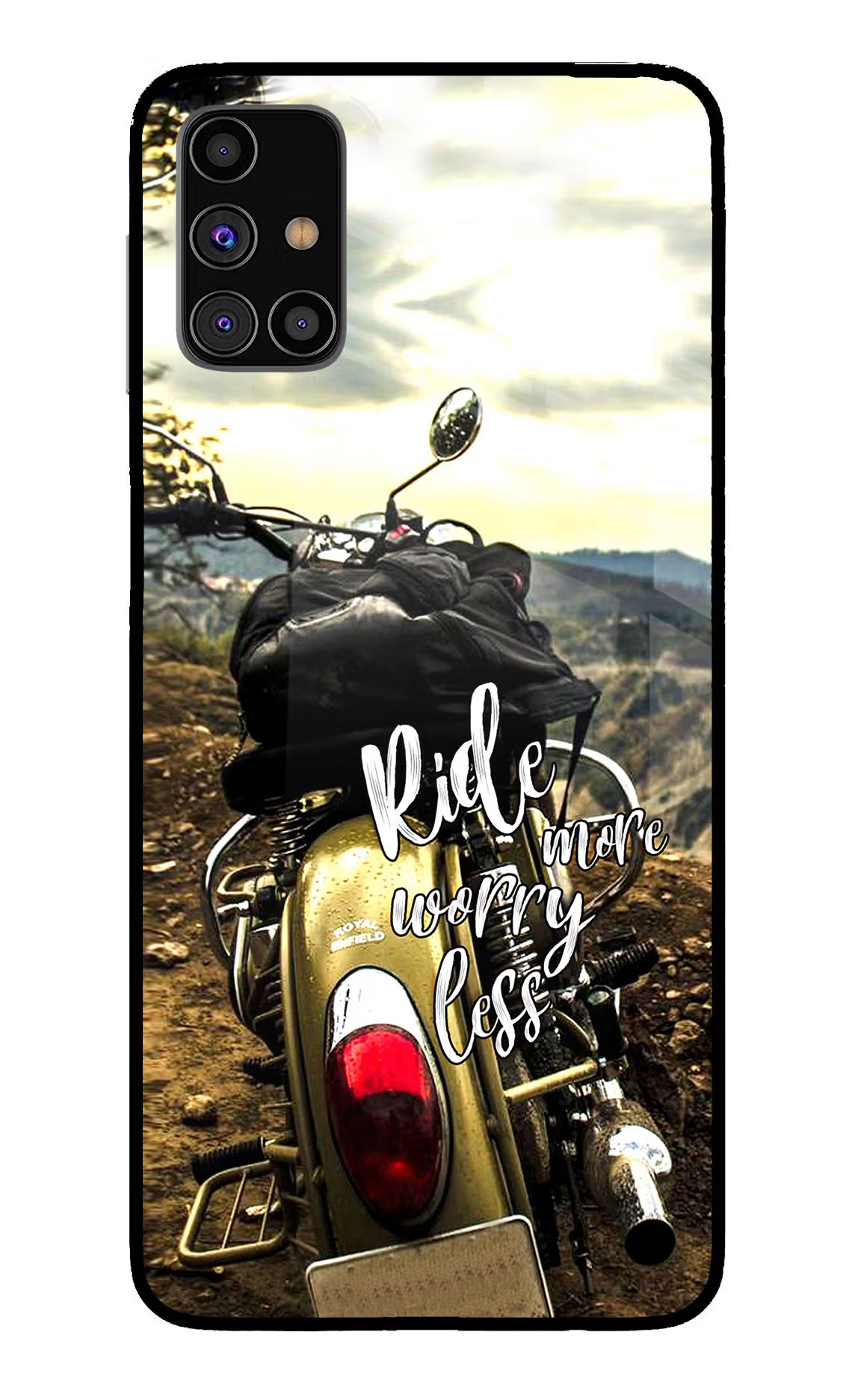 Ride More Worry Less Samsung M31s Back Cover - Ride More Worry Less Samsung M31s Glass Case Back Cover by Casekaro Ride More Worry Less Samsung M31s Glass Case Back Cover by Casekaro
