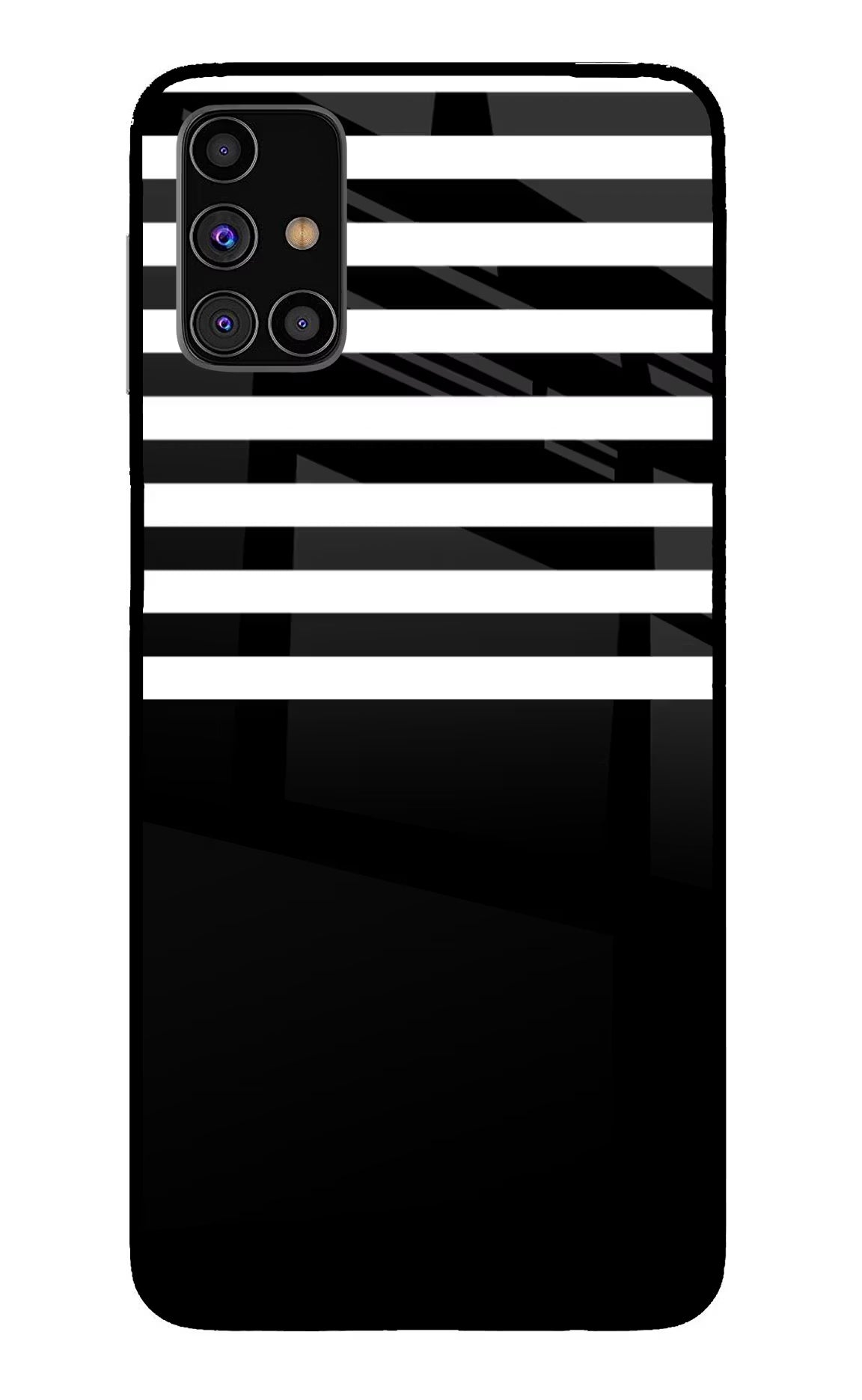 Black and White Print Samsung M31s Back Cover - Black and White Print Samsung M31s Glass Case Back Cover by Casekaro Black and White Print Samsung M31s Glass Case Back Cover by Casekaro
