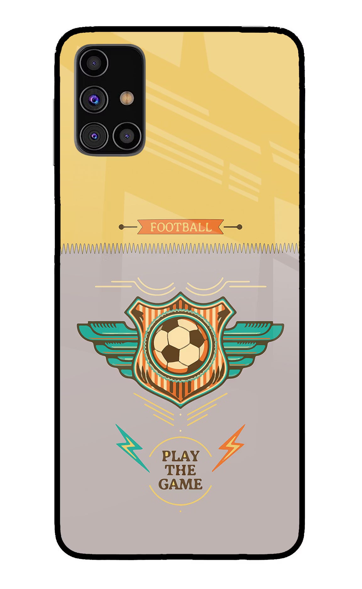 Football Samsung M31s Back Cover - Football Samsung M31s Glass Case Back Cover by Casekaro Football Samsung M31s Glass Case Back Cover by Casekaro