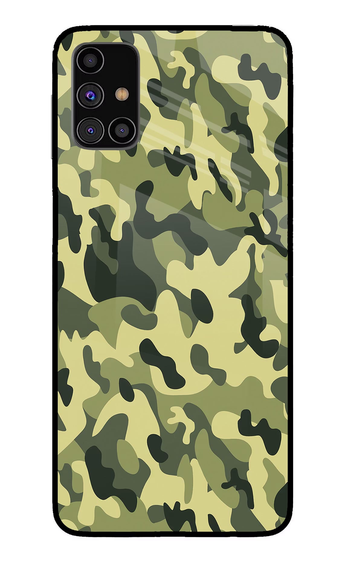 Camouflage Samsung M31s Back Cover - Camouflage Samsung M31s Glass Case Back Cover by Casekaro Camouflage Samsung M31s Glass Case Back Cover by Casekaro