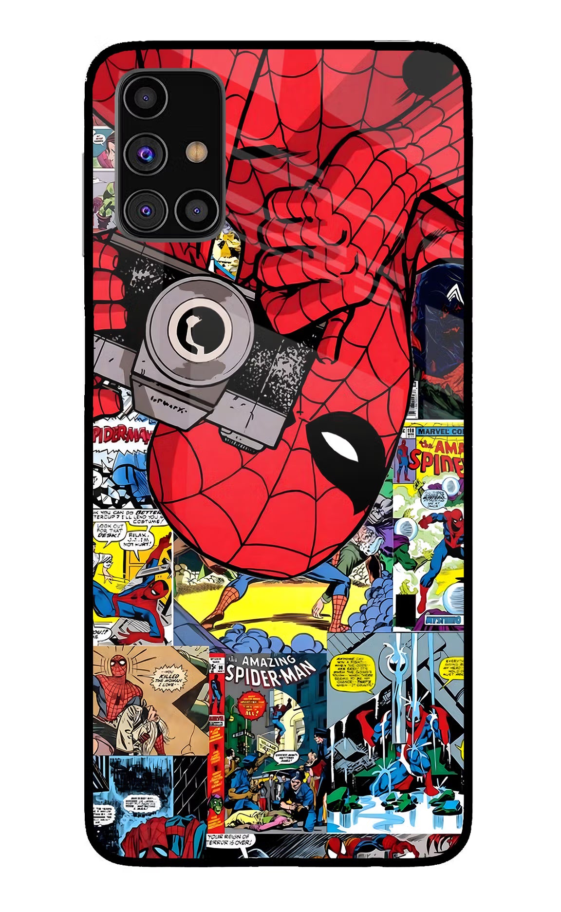 Spider Man Samsung M31s Back Cover - Spider Man Samsung M31s Glass Case Back Cover by Casekaro Spider Man Samsung M31s Glass Case Back Cover by Casekaro