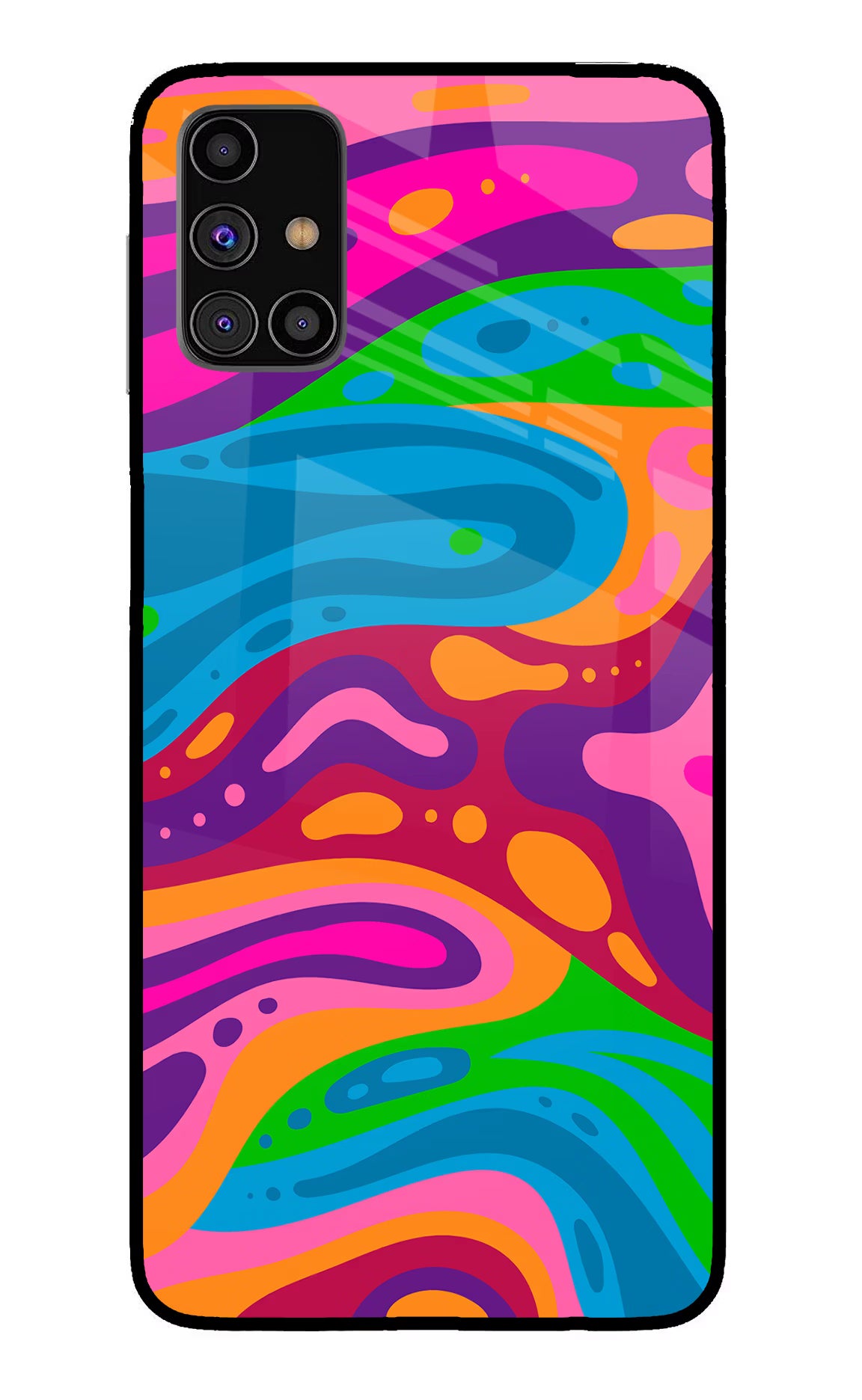 Trippy Pattern Samsung M31s Back Cover - Trippy Pattern Samsung M31s Glass Case Back Cover by Casekaro Trippy Pattern Samsung M31s Glass Case Back Cover by Casekaro