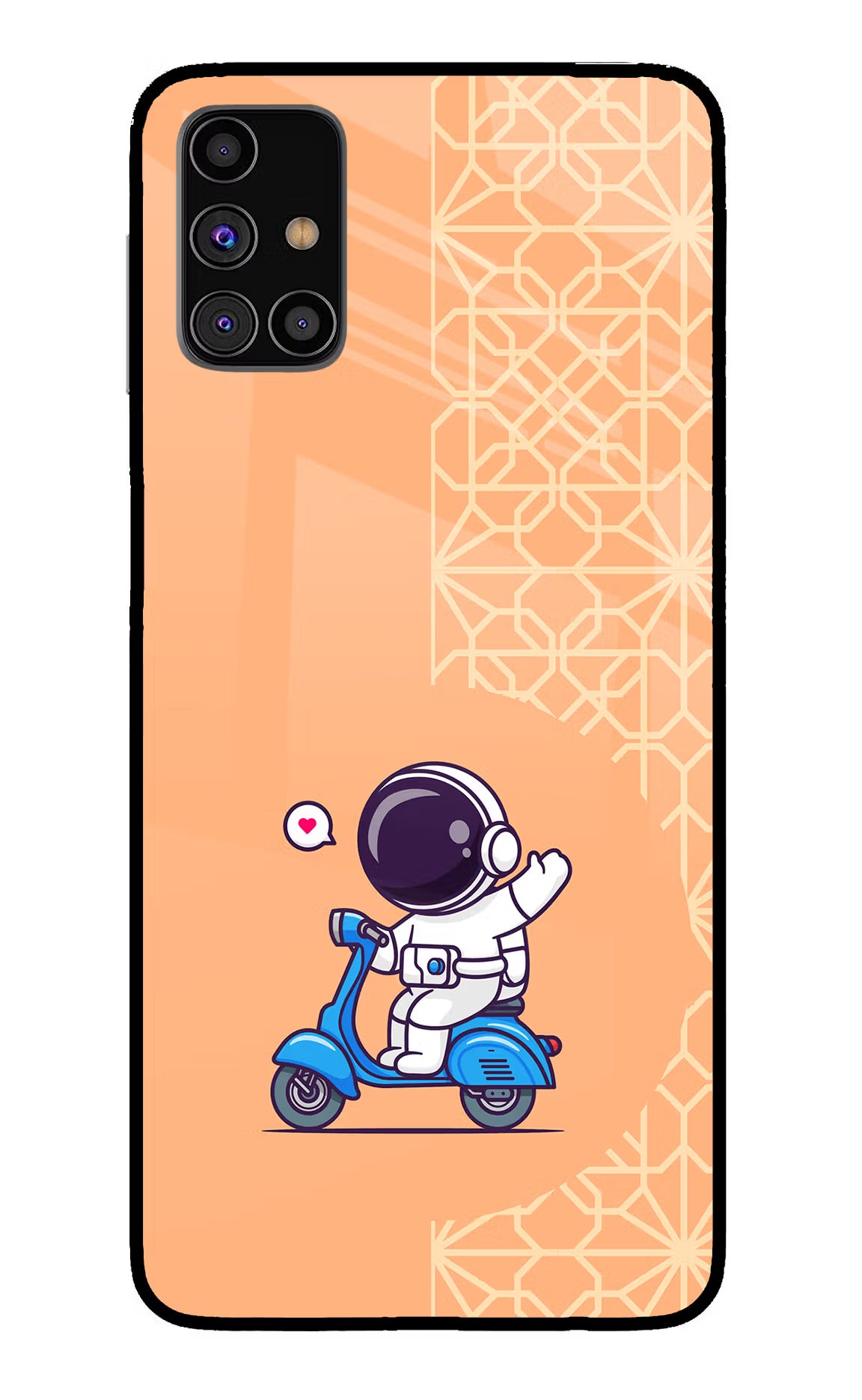 Cute Astronaut Riding Samsung M31s Back Cover - Cute Astronaut Riding Samsung M31s Glass Case Back Cover by Casekaro Cute Astronaut Riding Samsung M31s Glass Case Back Cover by Casekaro