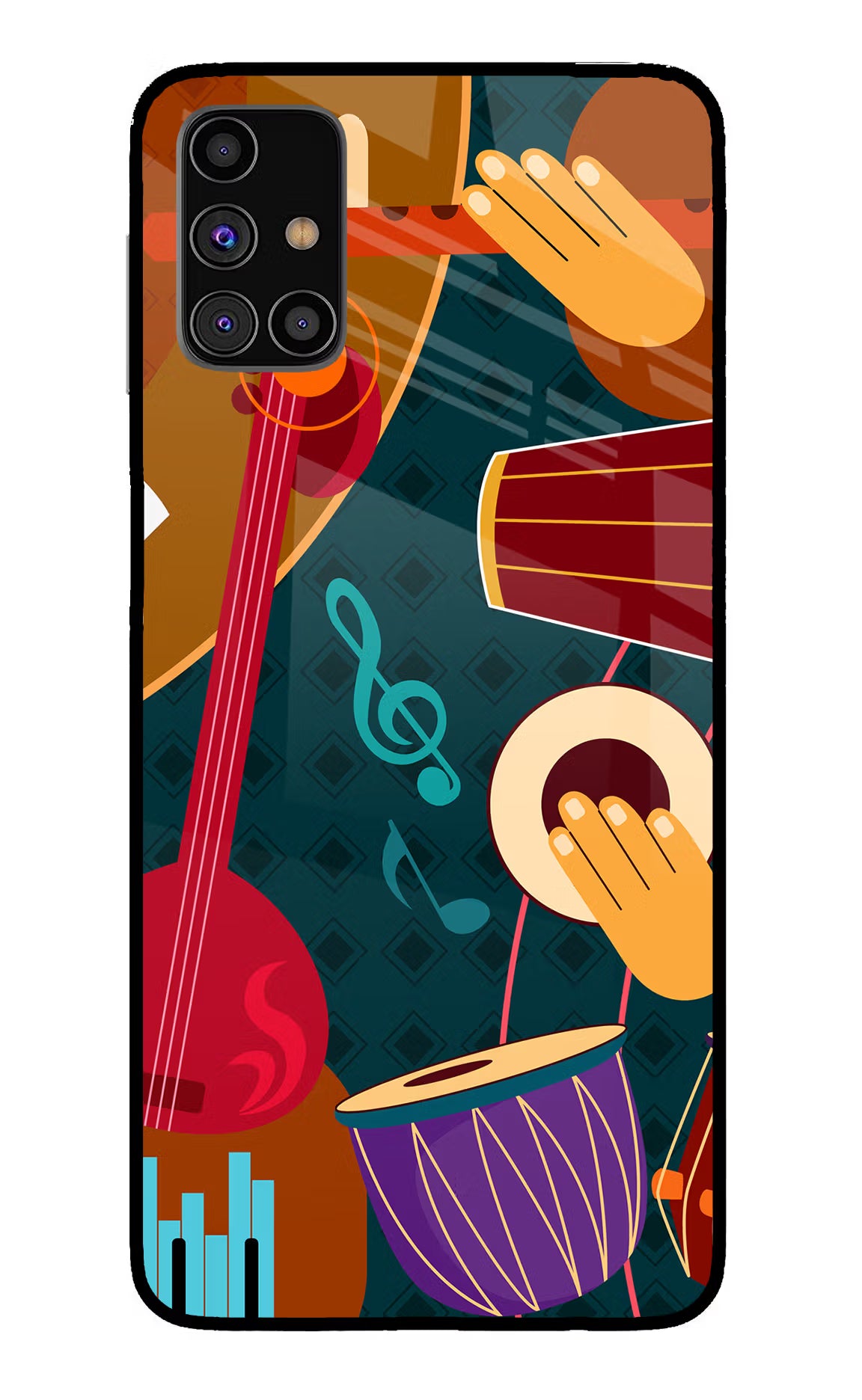 Music Instrument Samsung M31s Back Cover - Music Instrument Samsung M31s Glass Case Back Cover by Casekaro Music Instrument Samsung M31s Glass Case Back Cover by Casekaro
