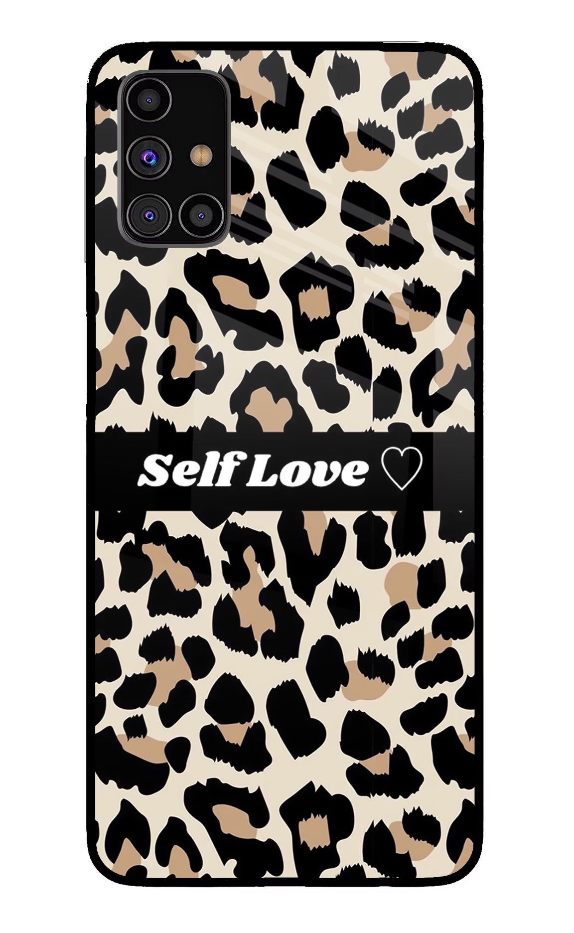 Leopard Print Self Love Samsung M31s Back Cover - Leopard Print Self Love Samsung M31s Glass Case Back Cover by Casekaro Leopard Print Self Love Samsung M31s Glass Case Back Cover by Casekaro