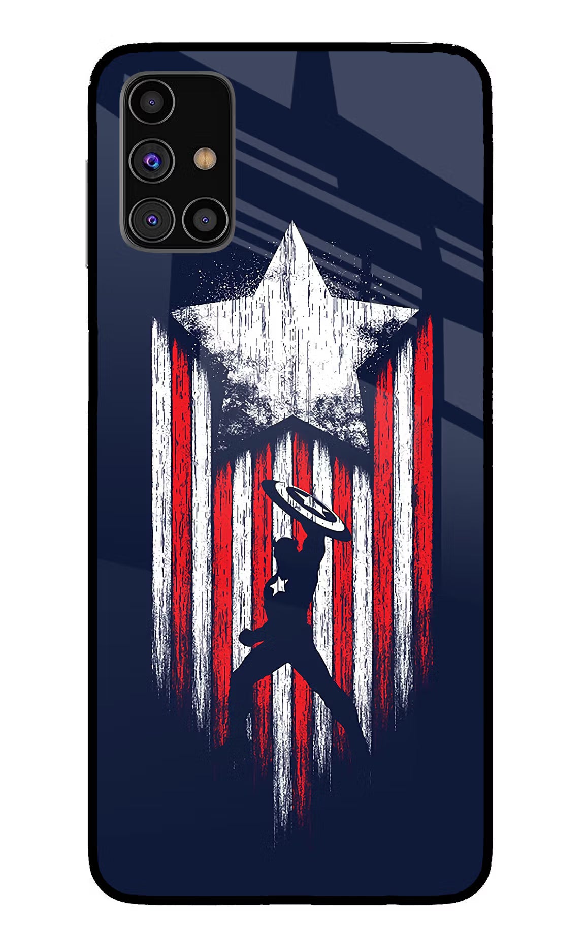 Captain America Marvel Art Samsung M31s Back Cover - Captain America Marvel Art Samsung M31s Glass Case Back Cover by Casekaro Captain America Marvel Art Samsung M31s Glass Case Back Cover by Casekaro