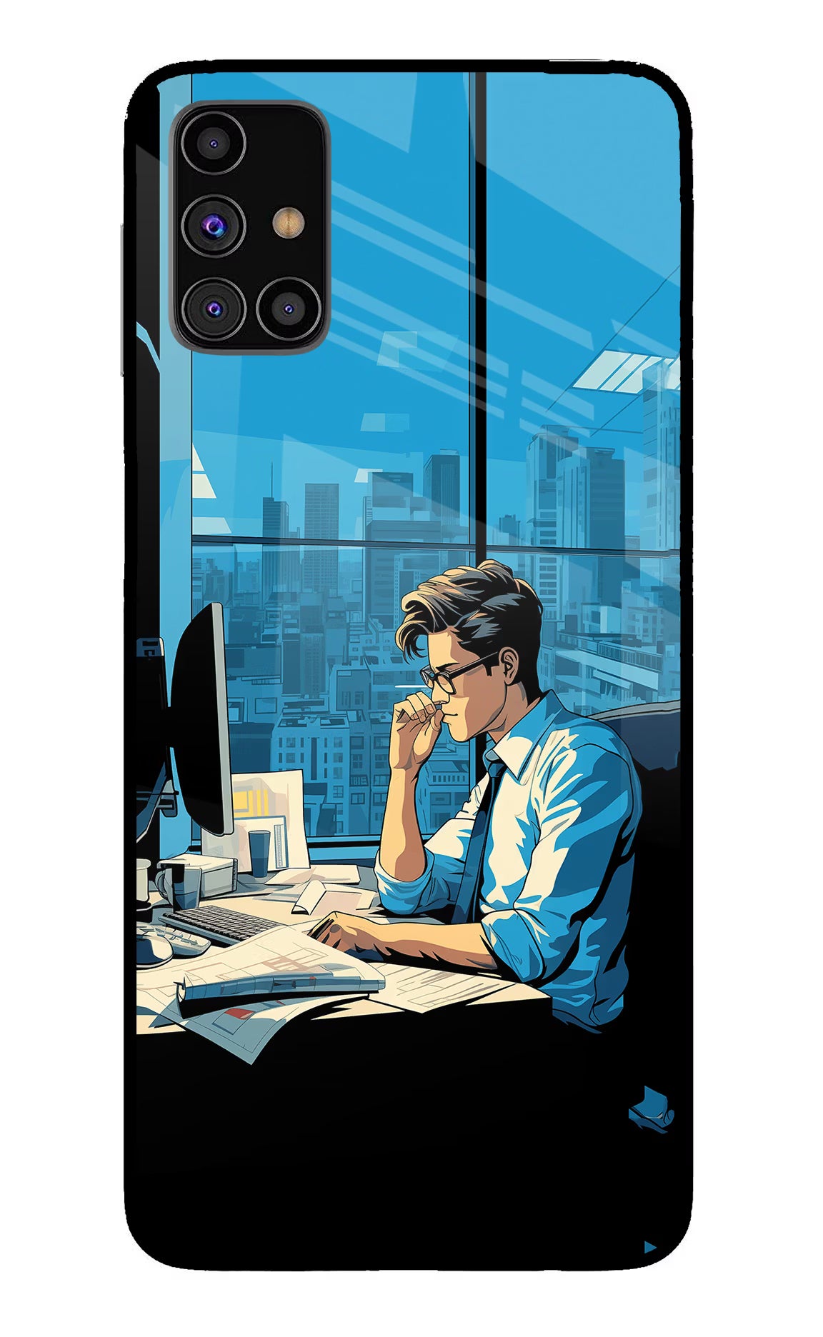 Focused Hustler (AI Generated) Samsung M31s Back Cover - Focused Hustler (AI Generated) Samsung M31s Glass Case Back Cover by Casekaro Focused Hustler (AI Generated) Samsung M31s Glass Case Back Cover by Casekaro