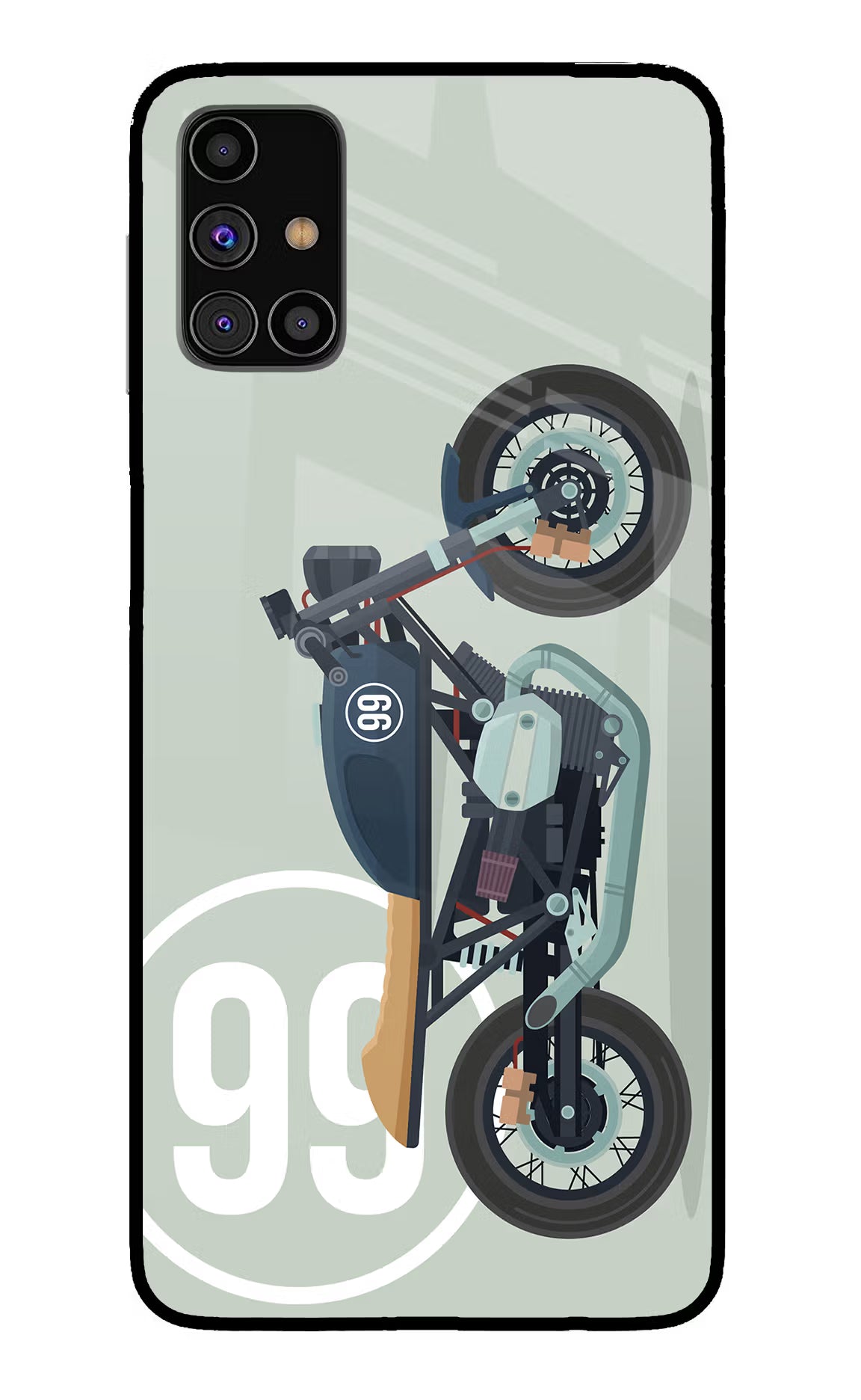 Classic Cafe Racer 99 Samsung M31s Back Cover - Classic Cafe Racer 99 Samsung M31s Glass Case Back Cover by Casekaro Classic Cafe Racer 99 Samsung M31s Glass Case Back Cover by Casekaro