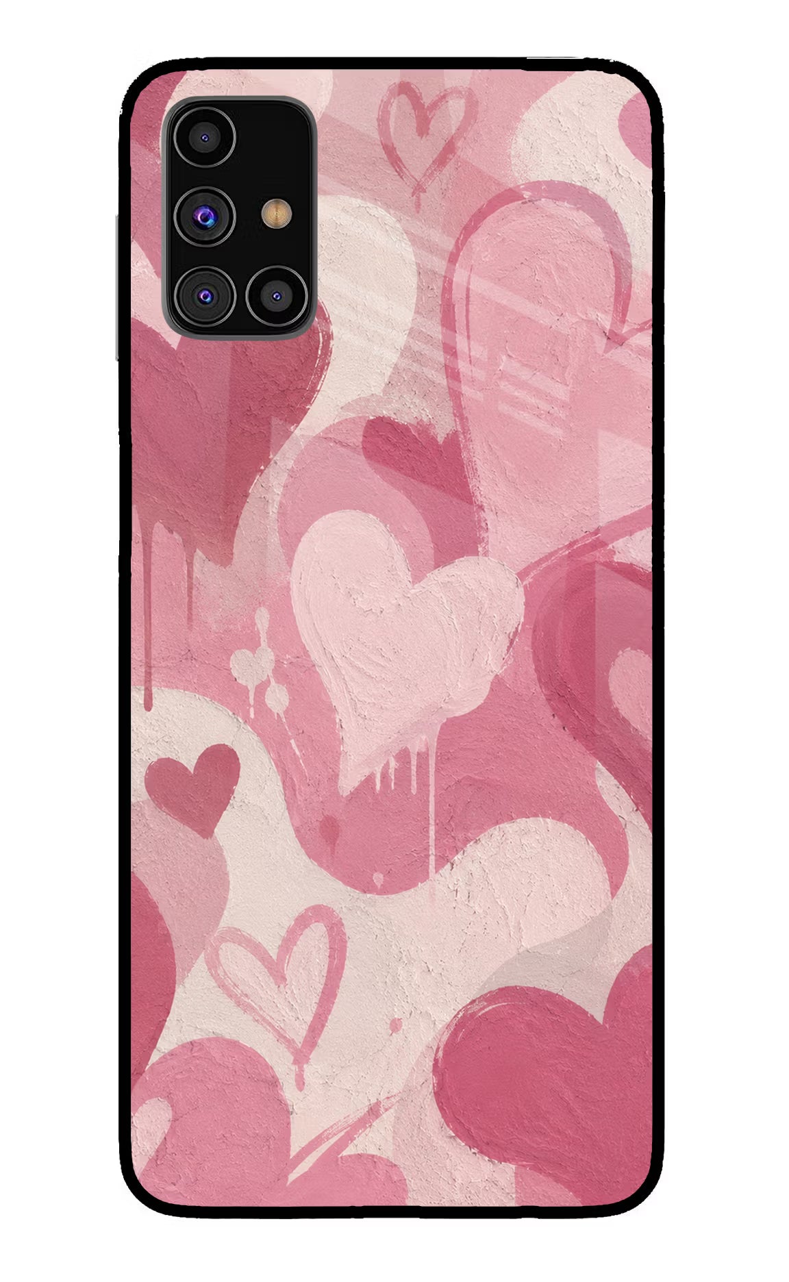 Hearty case Samsung M31s Back Cover - Hearty case Samsung M31s Glass Case Back Cover by Casekaro Hearty case Samsung M31s Glass Case Back Cover by Casekaro