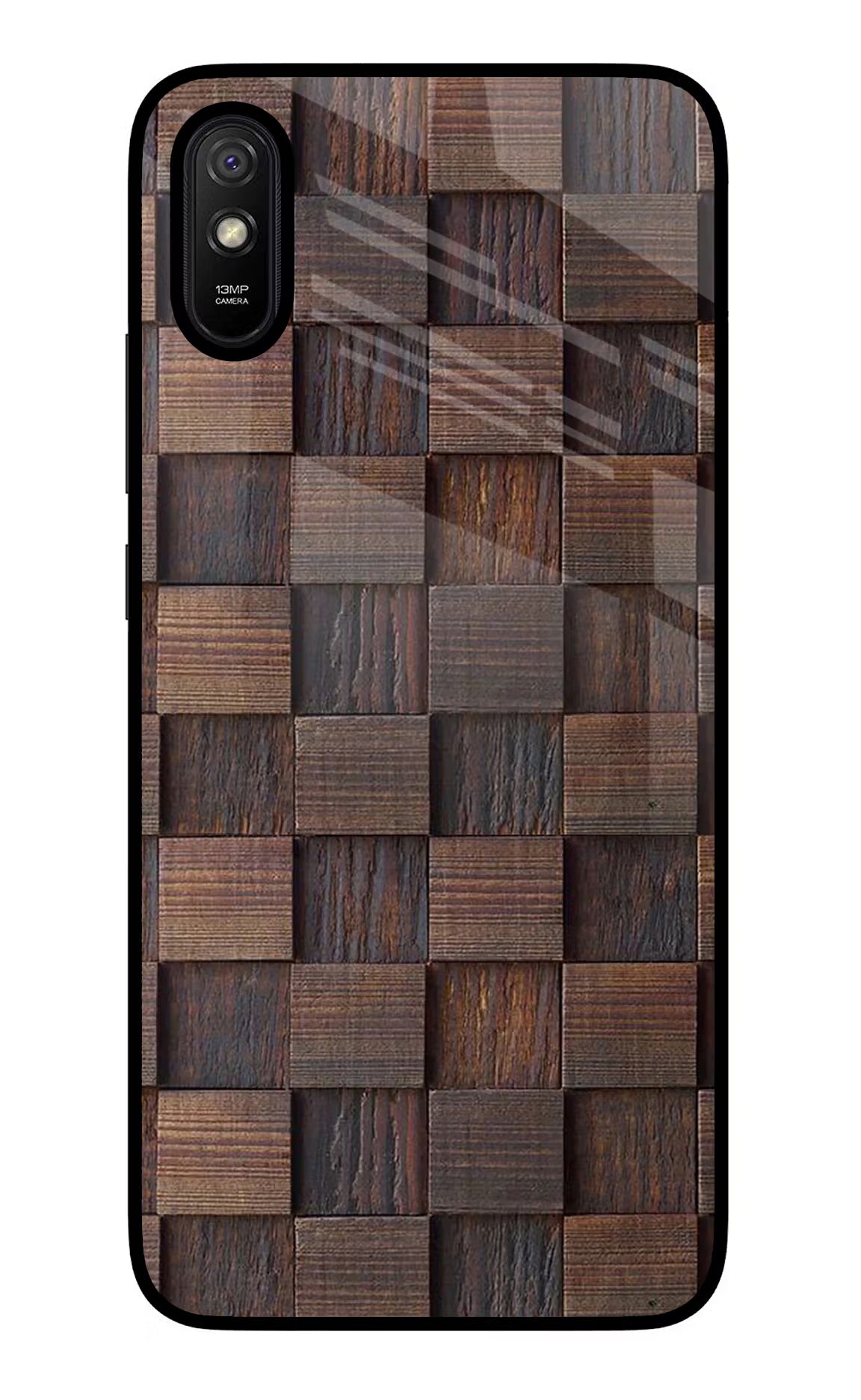 Wooden Cube Design Redmi 9A/9i Glass Case - Wooden Cube Design Redmi 9A/9i Glass Case Wooden Cube Design Redmi 9A/9i Glass Case