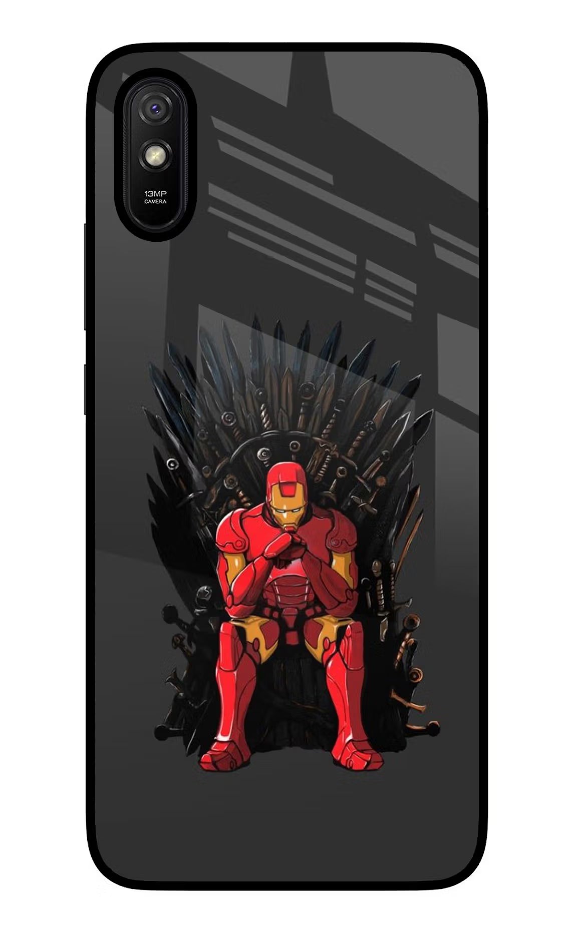 Ironman Throne Redmi 9A/9i Glass Case - Ironman Throne Redmi 9A/9i Glass Case Ironman Throne Redmi 9A/9i Glass Case